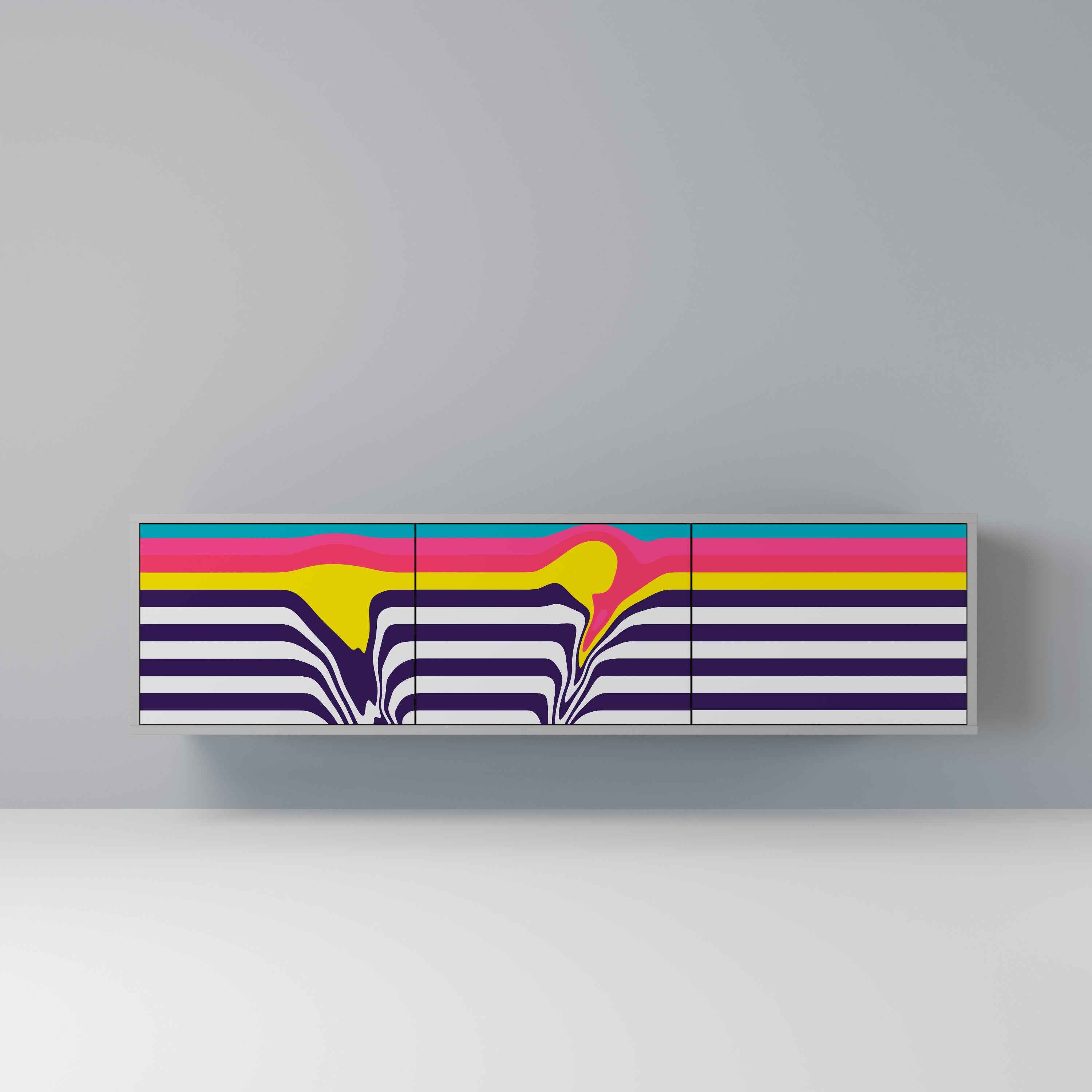 Meuble TV 3 portes TONE COLLAPSE finition grise