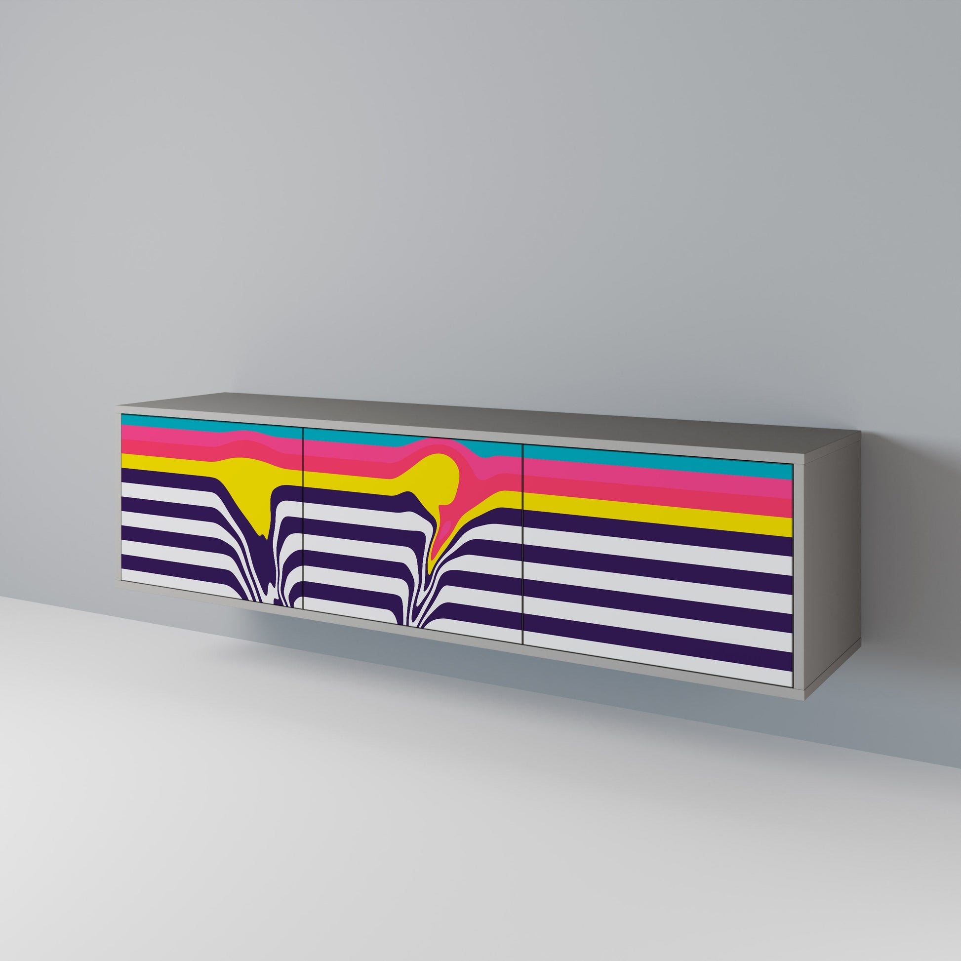 Meuble TV 3 portes TONE COLLAPSE finition grise
