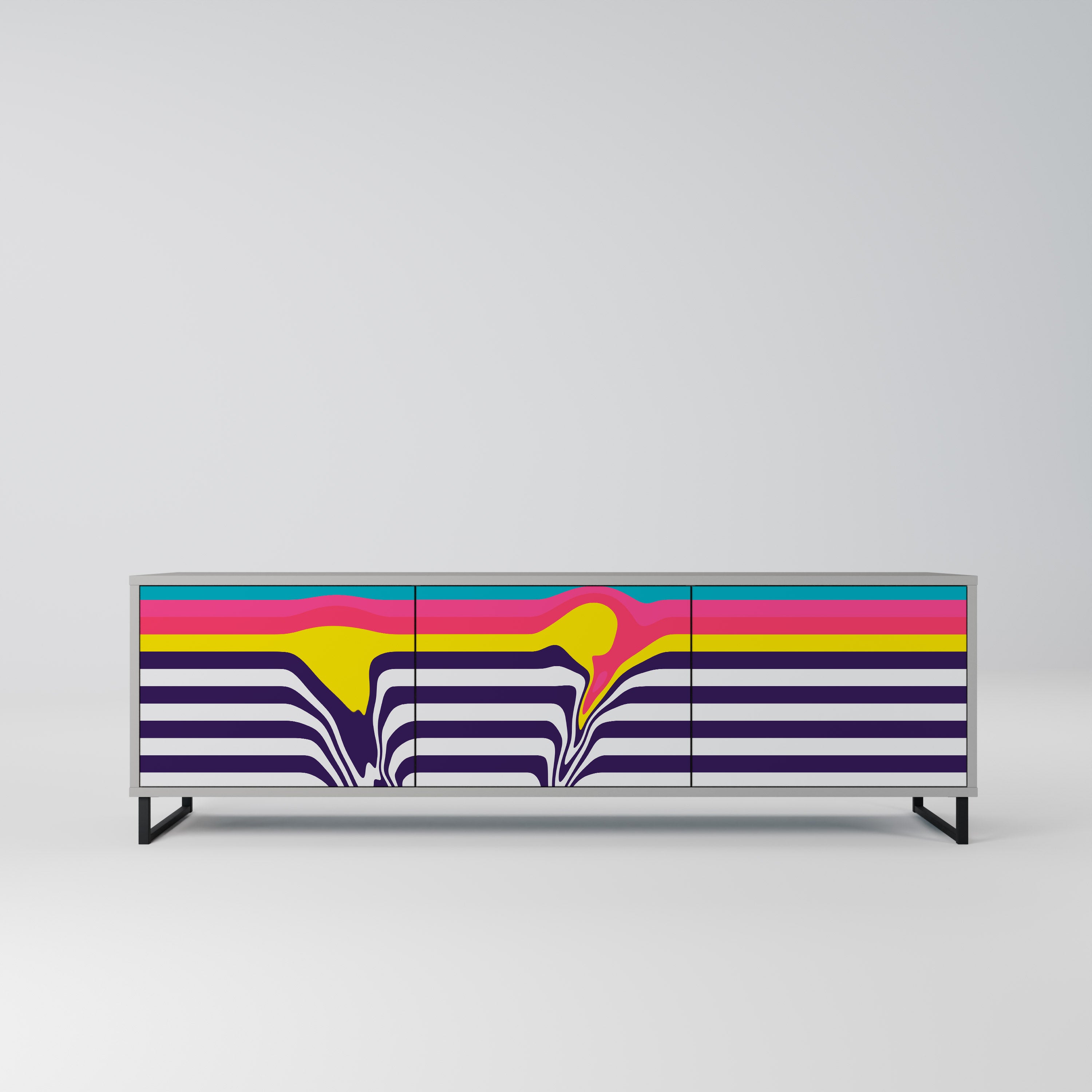 Meuble TV 3 portes TONE COLLAPSE finition grise