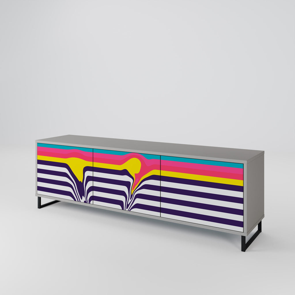 Meuble TV 3 portes TONE COLLAPSE finition grise