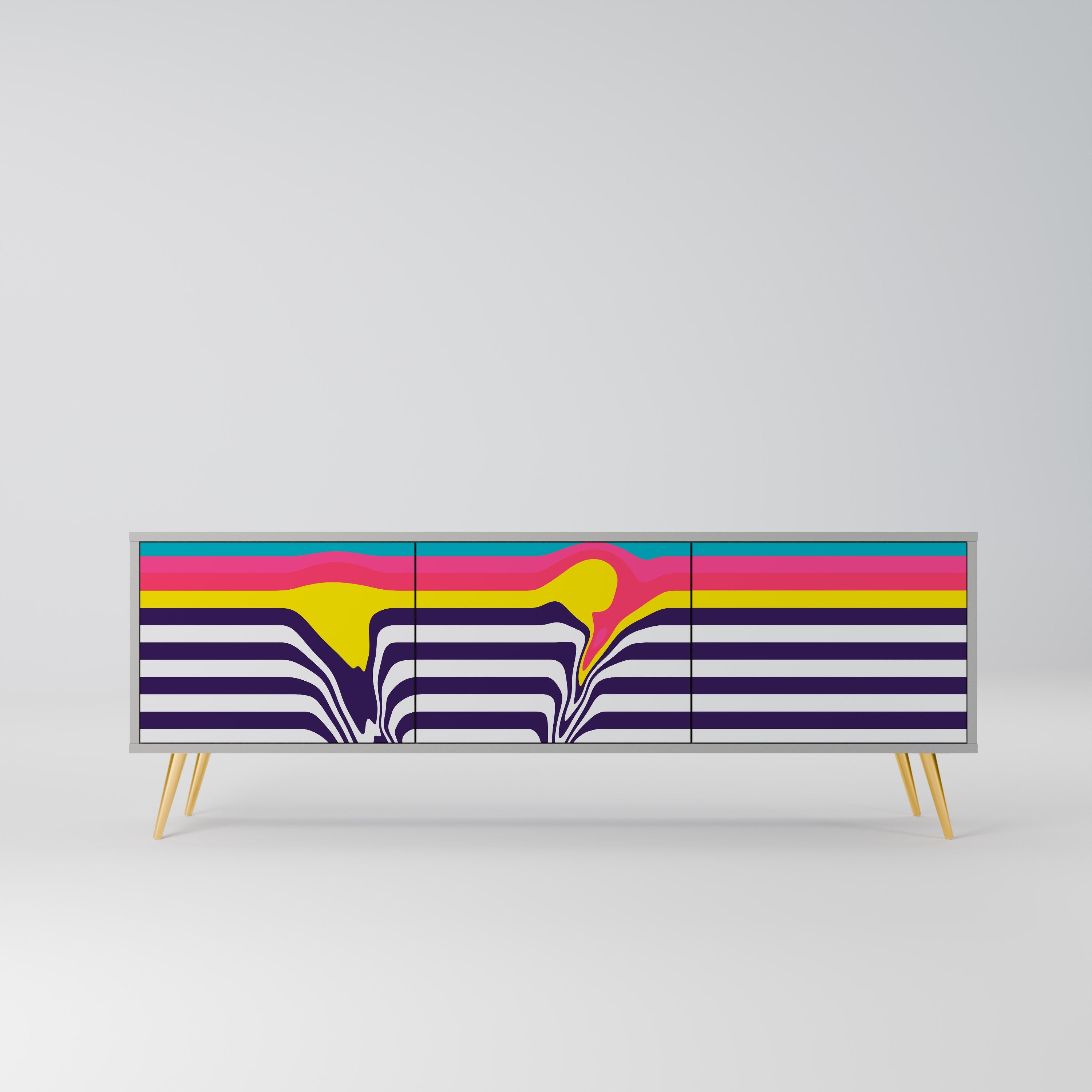 Meuble TV 3 portes TONE COLLAPSE finition grise