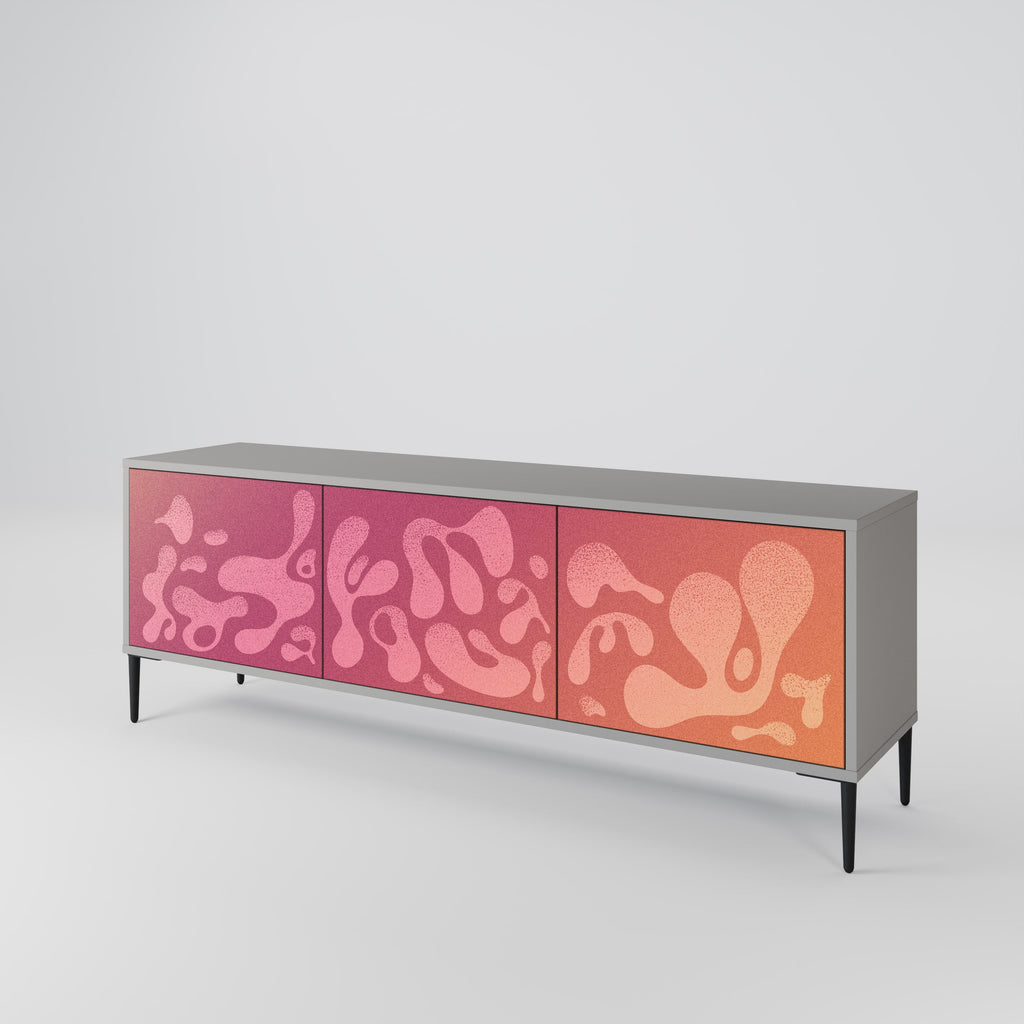 Meuble TV 3 portes IRREGULAR PINK, finition grise