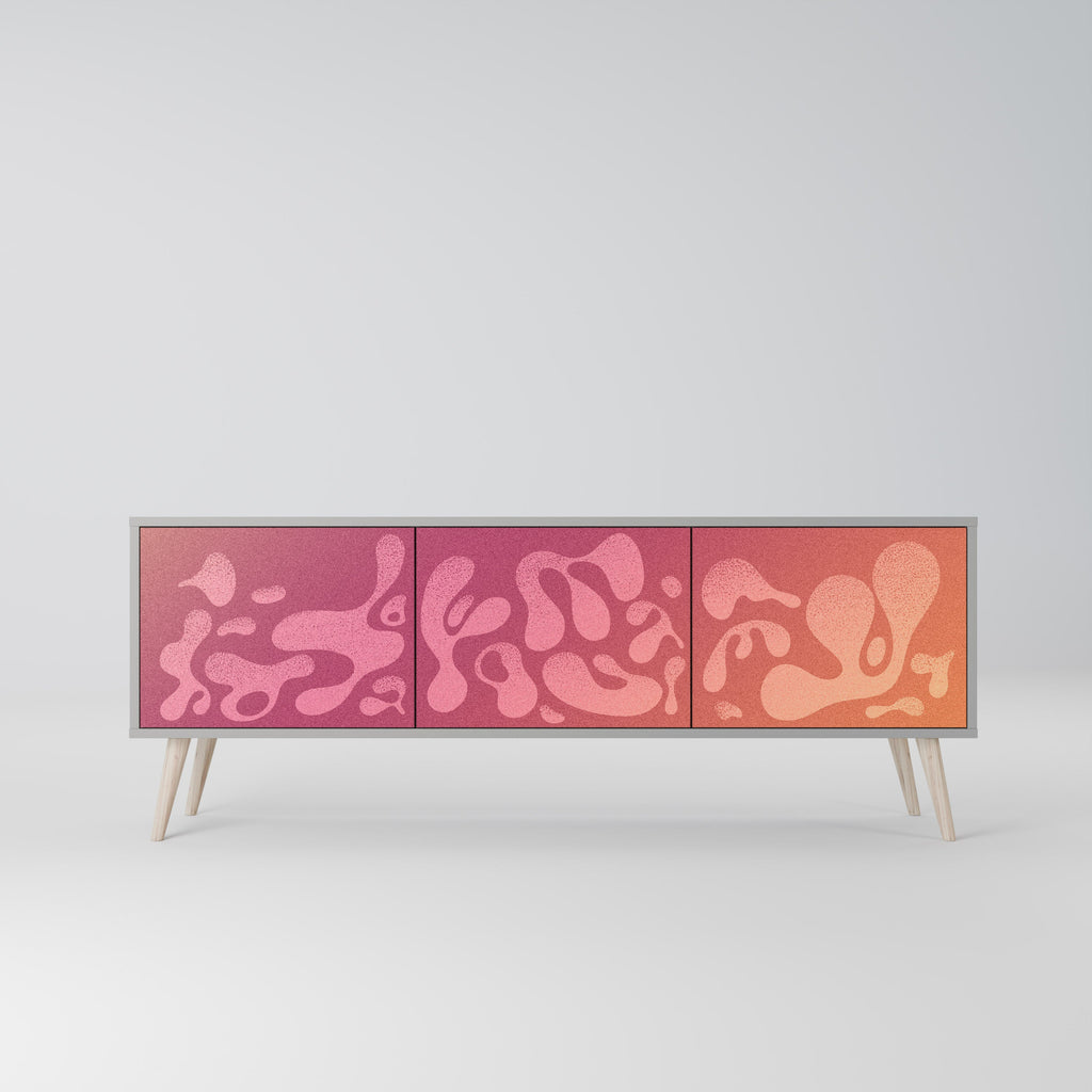 Meuble TV 3 portes IRREGULAR PINK, finition grise