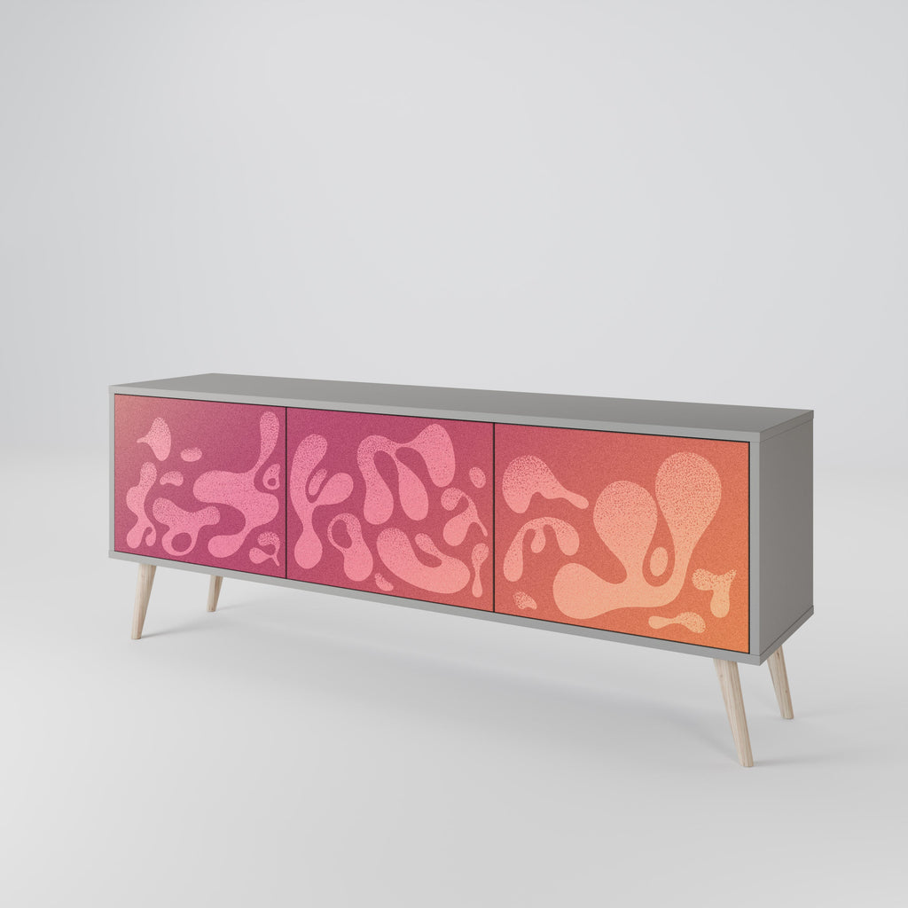 Meuble TV 3 portes IRREGULAR PINK, finition grise