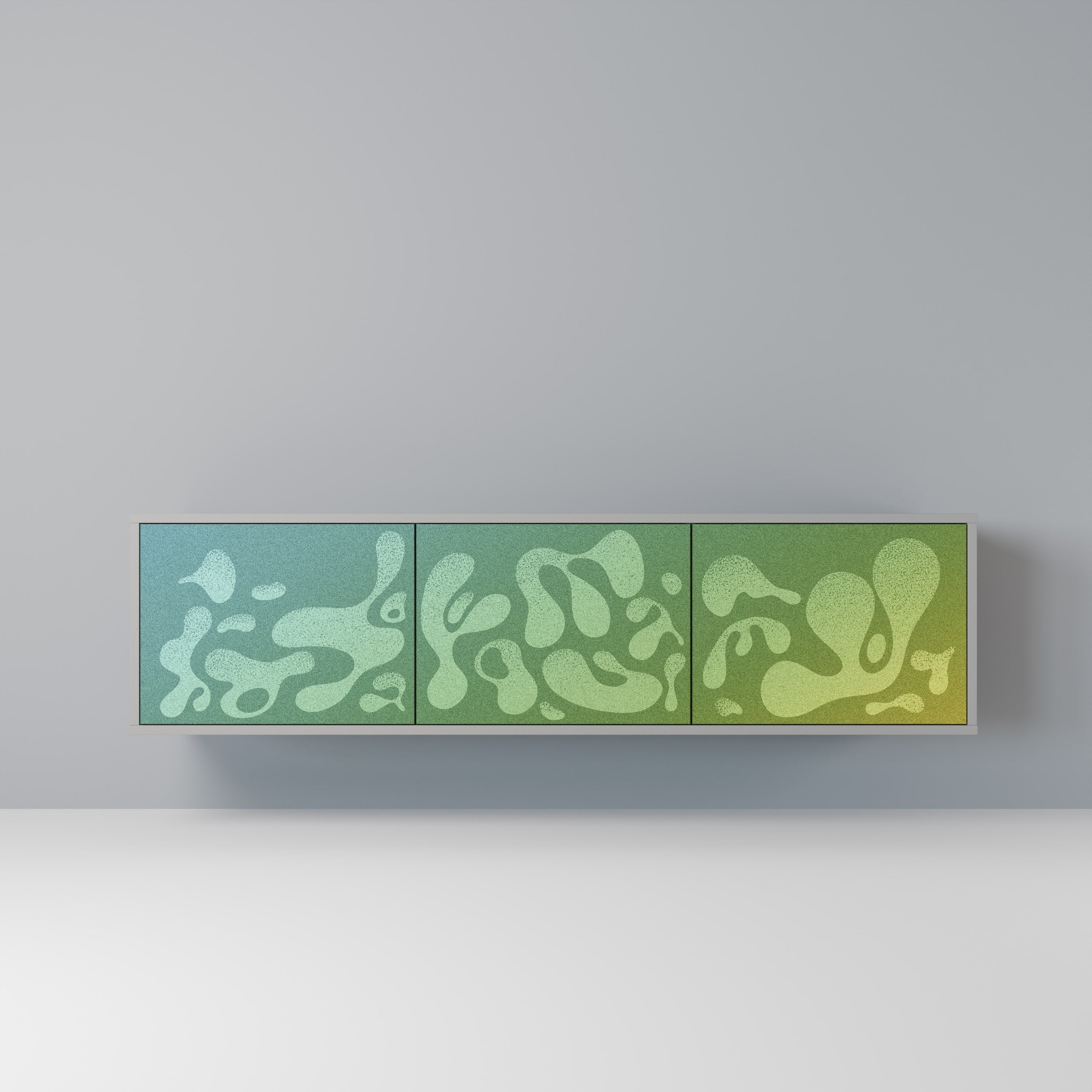 Meuble TV 3 portes IRREGULAR BLUE, finition grise