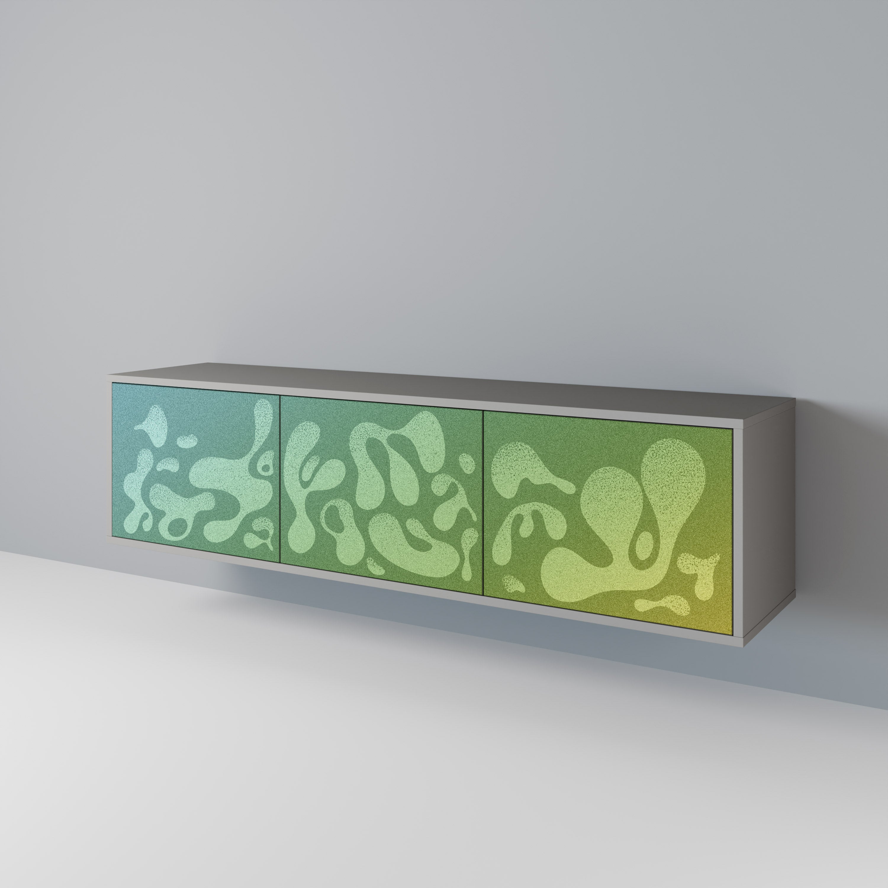 IRREGULAR BLUE 3-Door TV Stand in Grey Finish