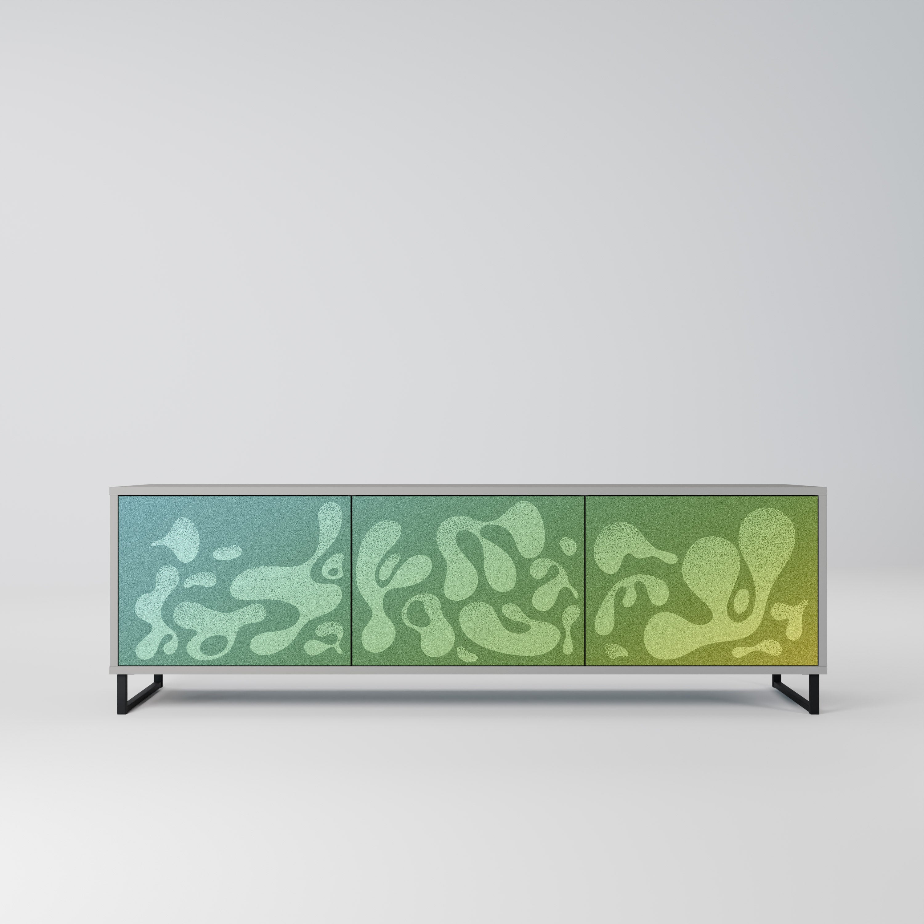 Meuble TV 3 portes IRREGULAR BLUE, finition grise