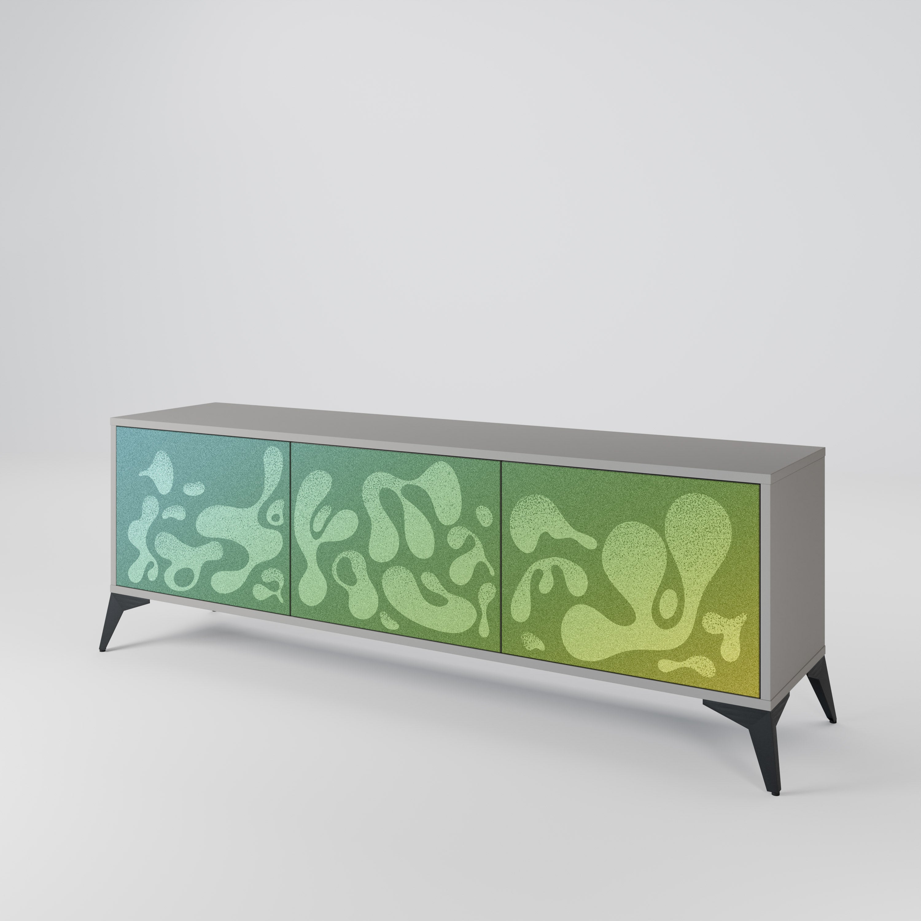 IRREGULAR BLUE 3-Door TV Stand in Grey Finish