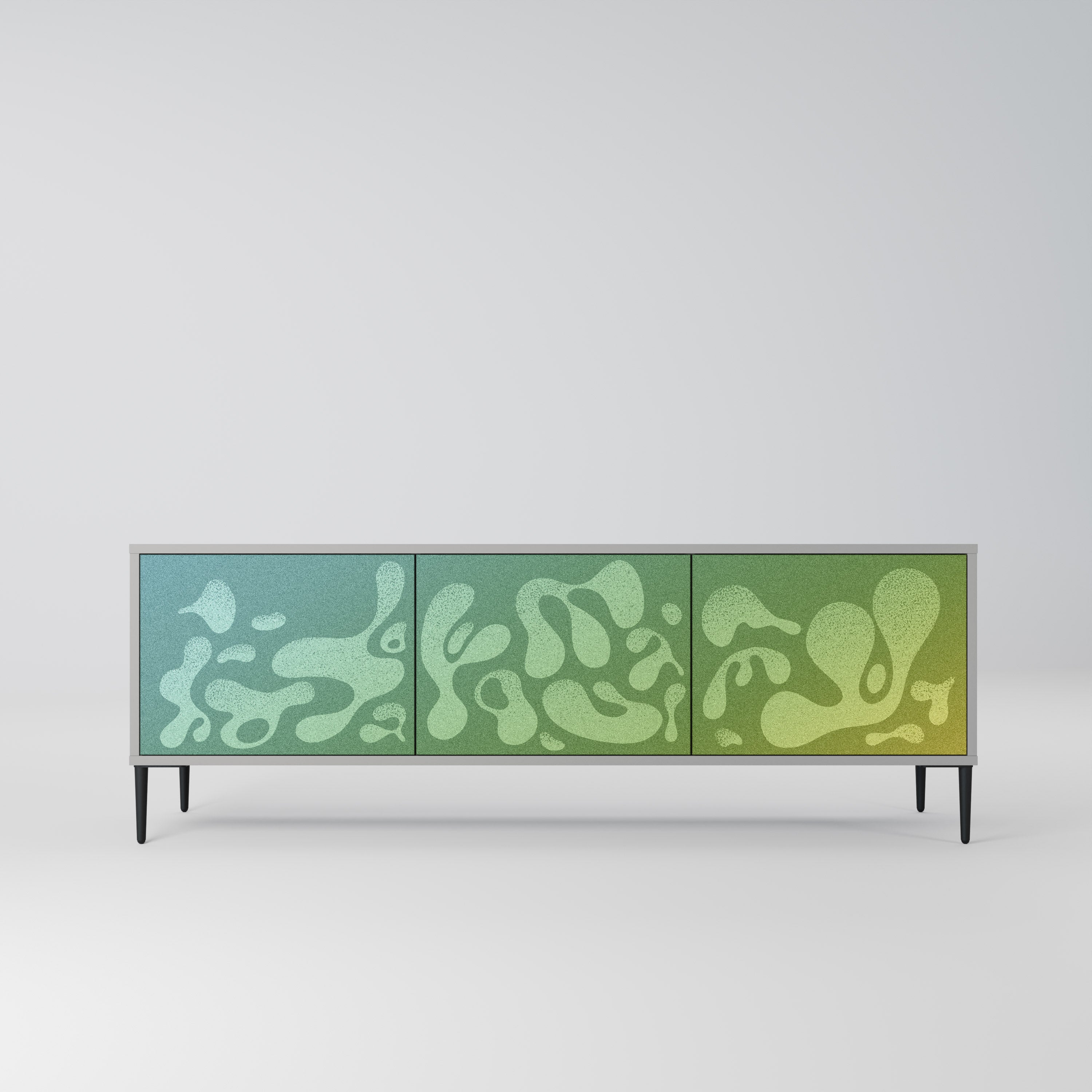 Meuble TV 3 portes IRREGULAR BLUE, finition grise