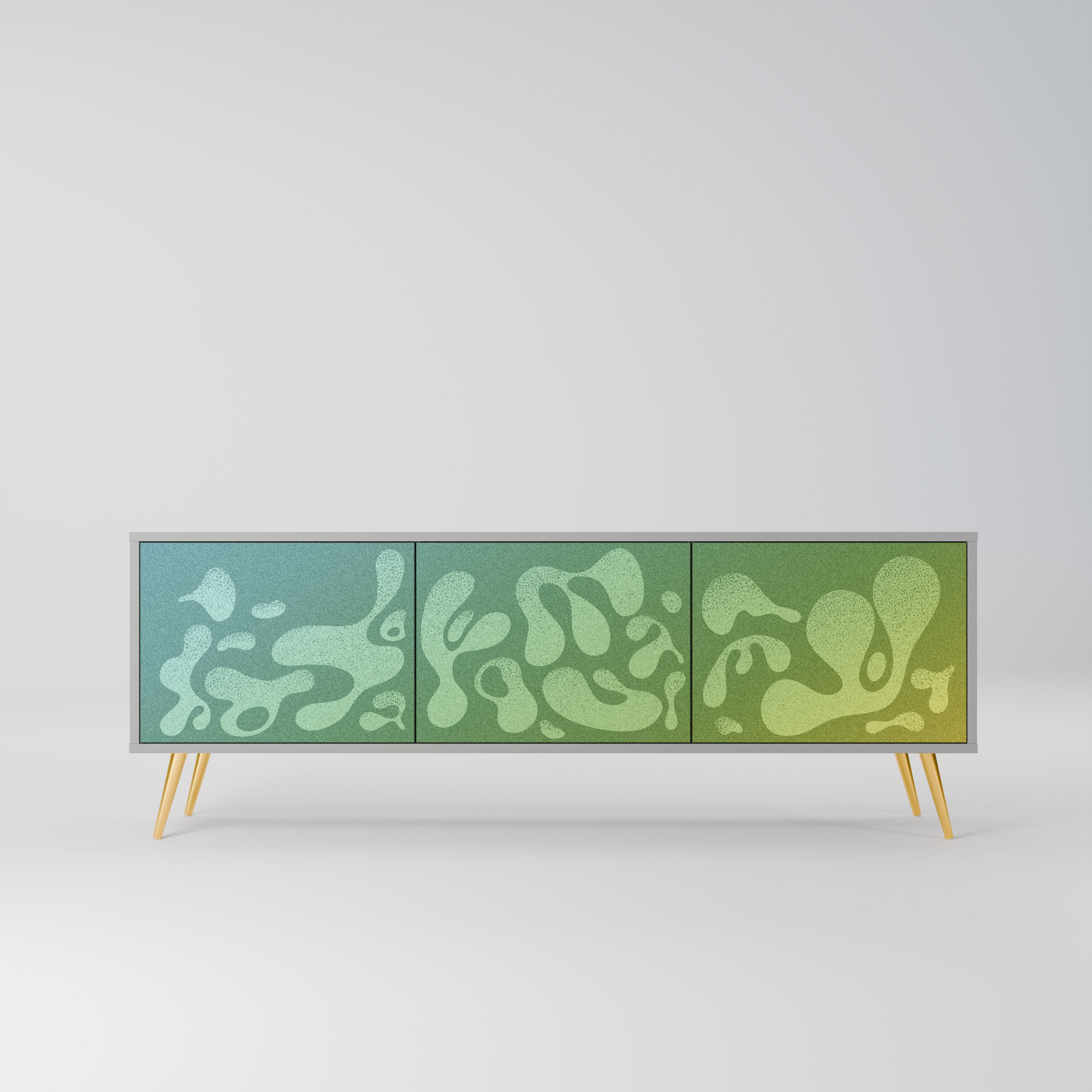 Meuble TV 3 portes IRREGULAR BLUE, finition grise