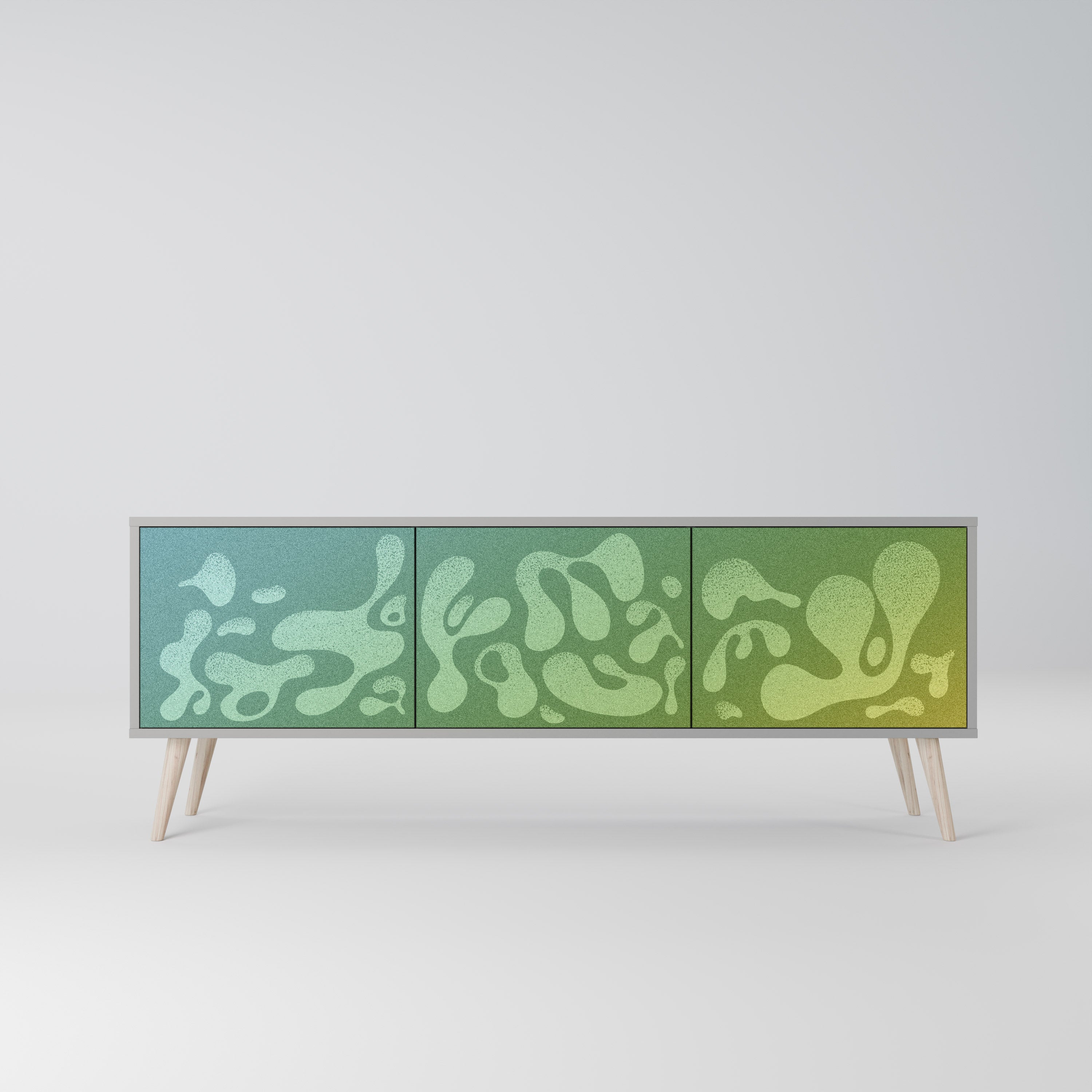 IRREGULAR BLUE 3-Door TV Stand in Grey Finish