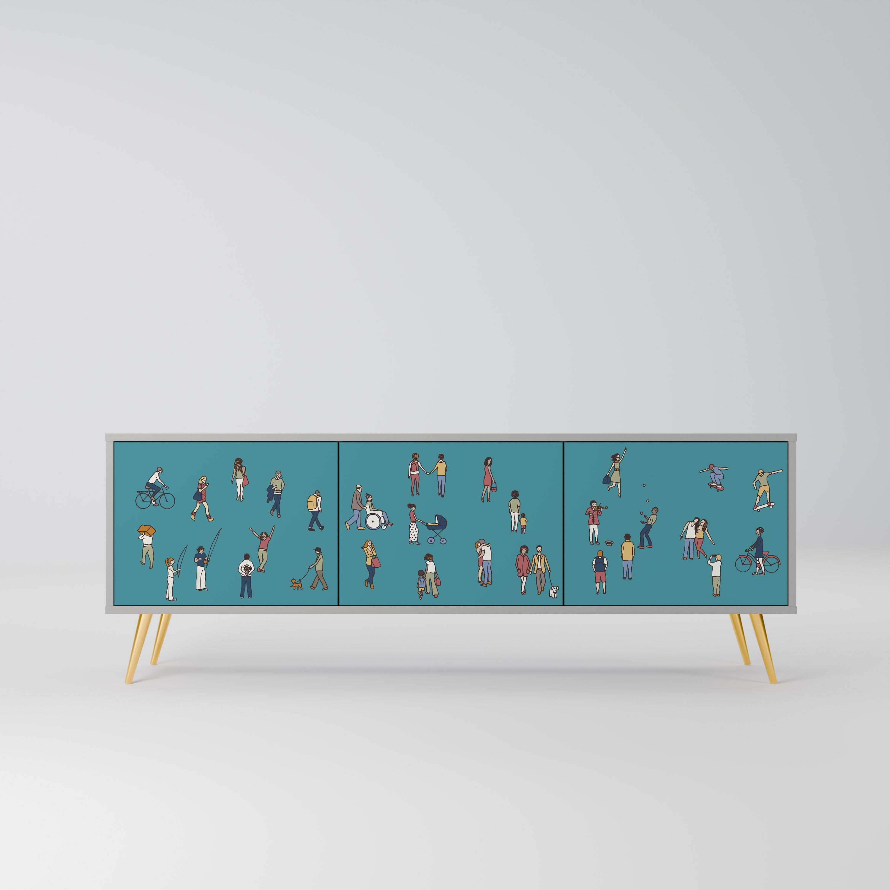 Meuble TV 3 portes COLLECTIVE STREAM finition grise