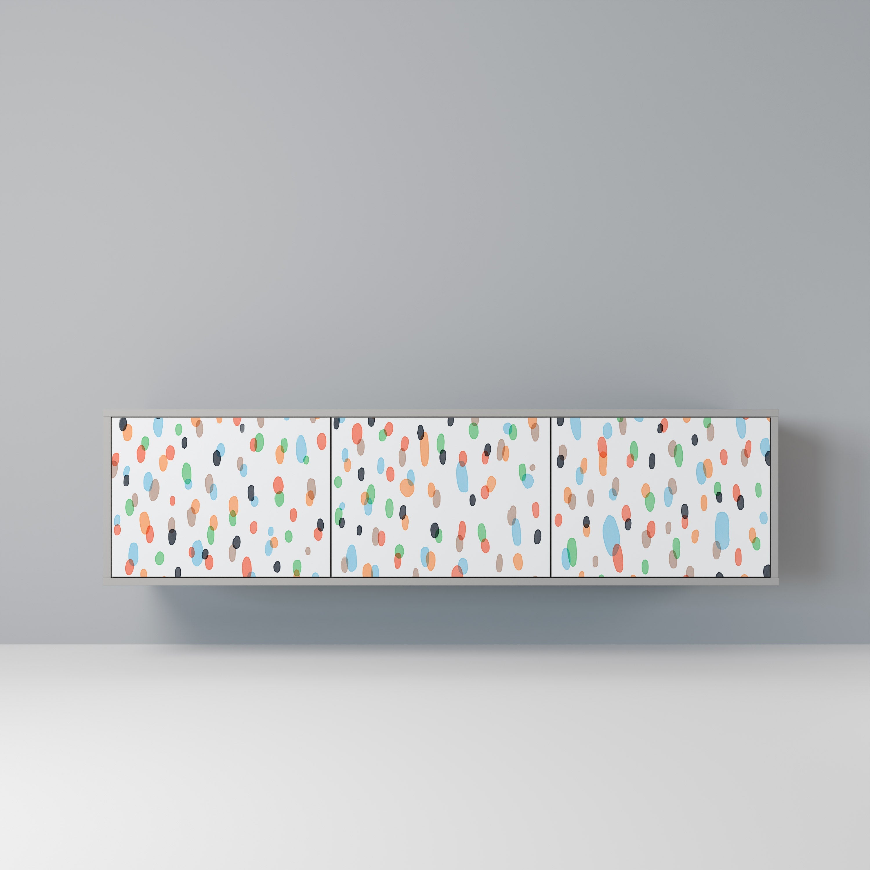 Meuble TV 3 portes ENERGETIC SPOTS, finition grise