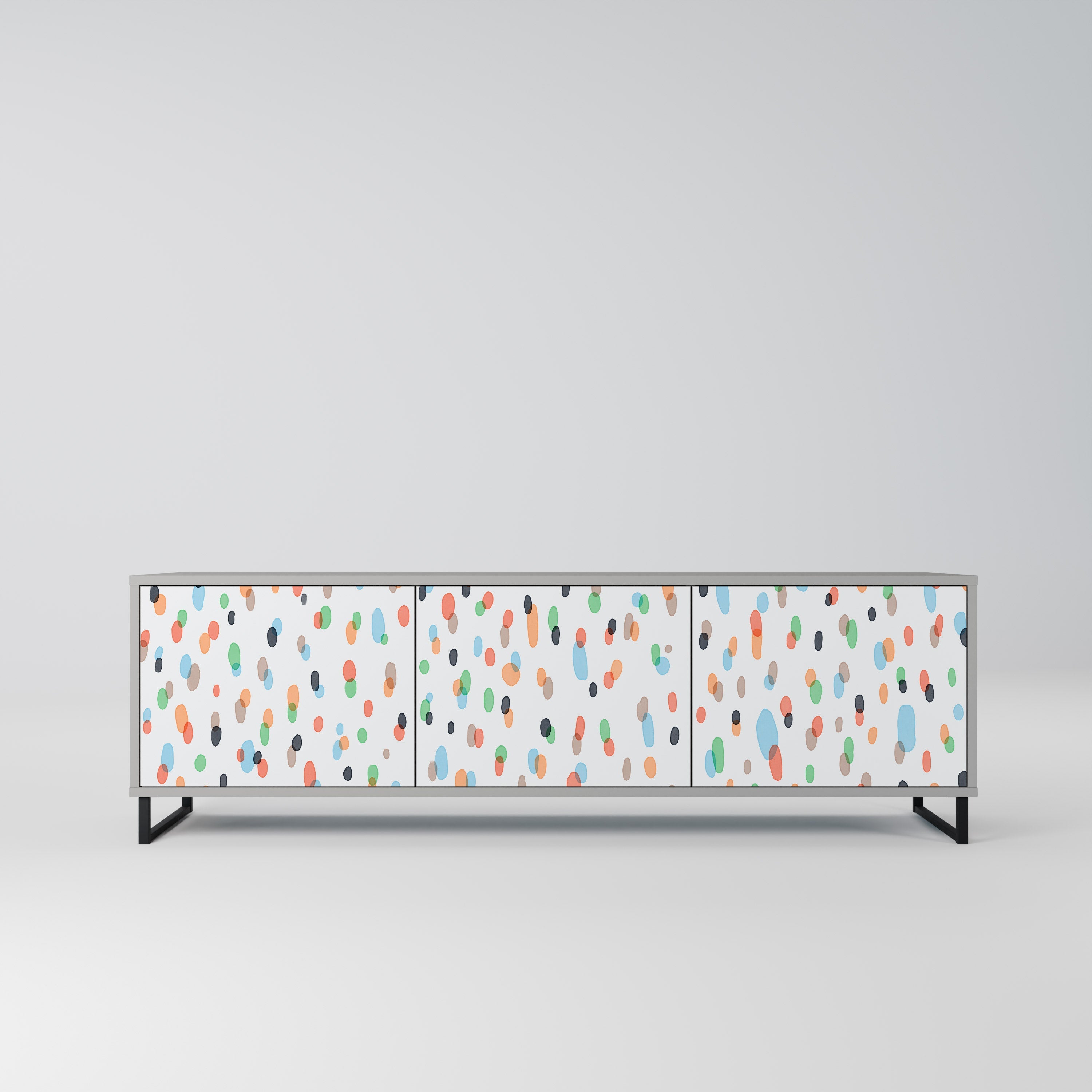 Meuble TV 3 portes ENERGETIC SPOTS, finition grise