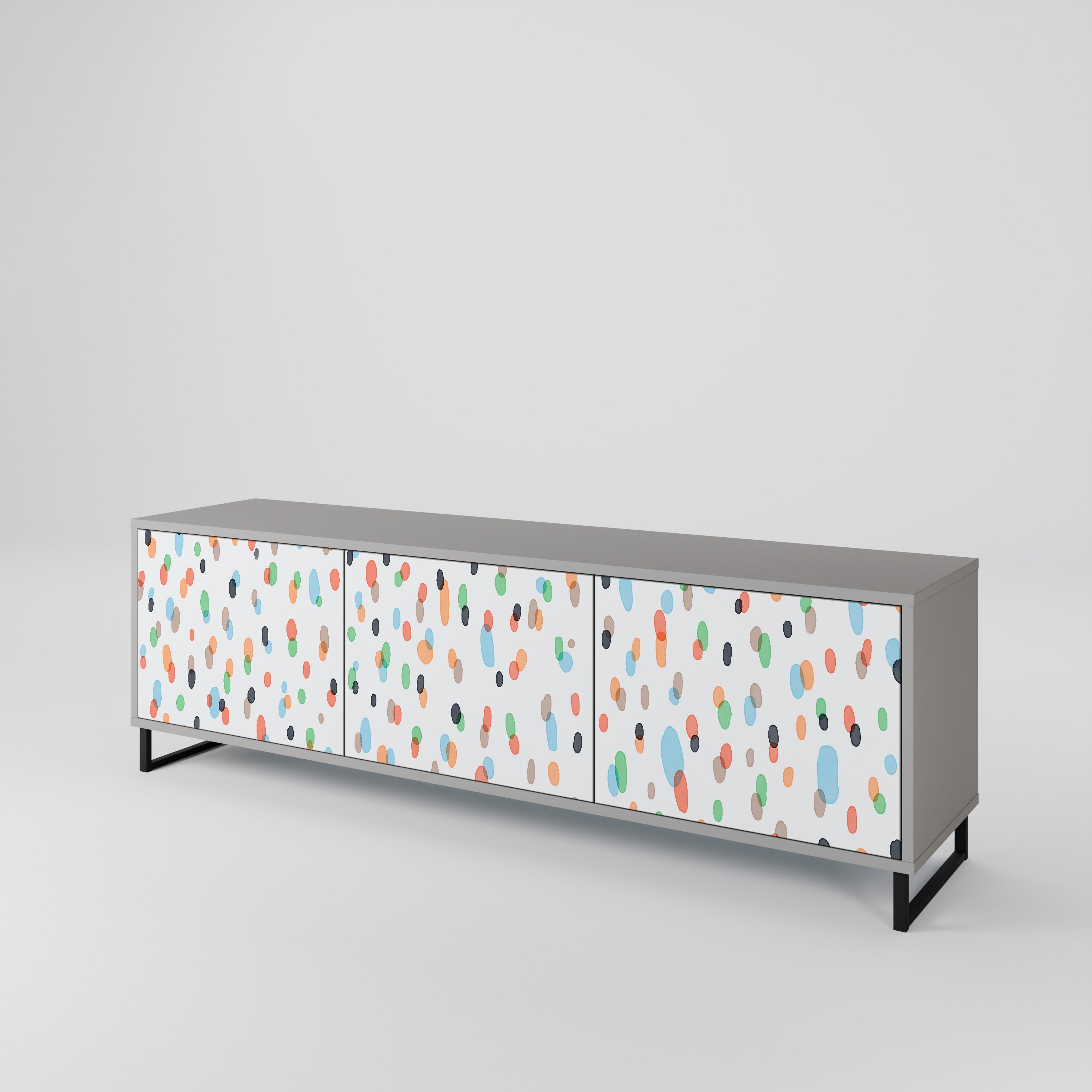 ENERGETIC SPOTS 3-Door TV Stand in Grey Finish