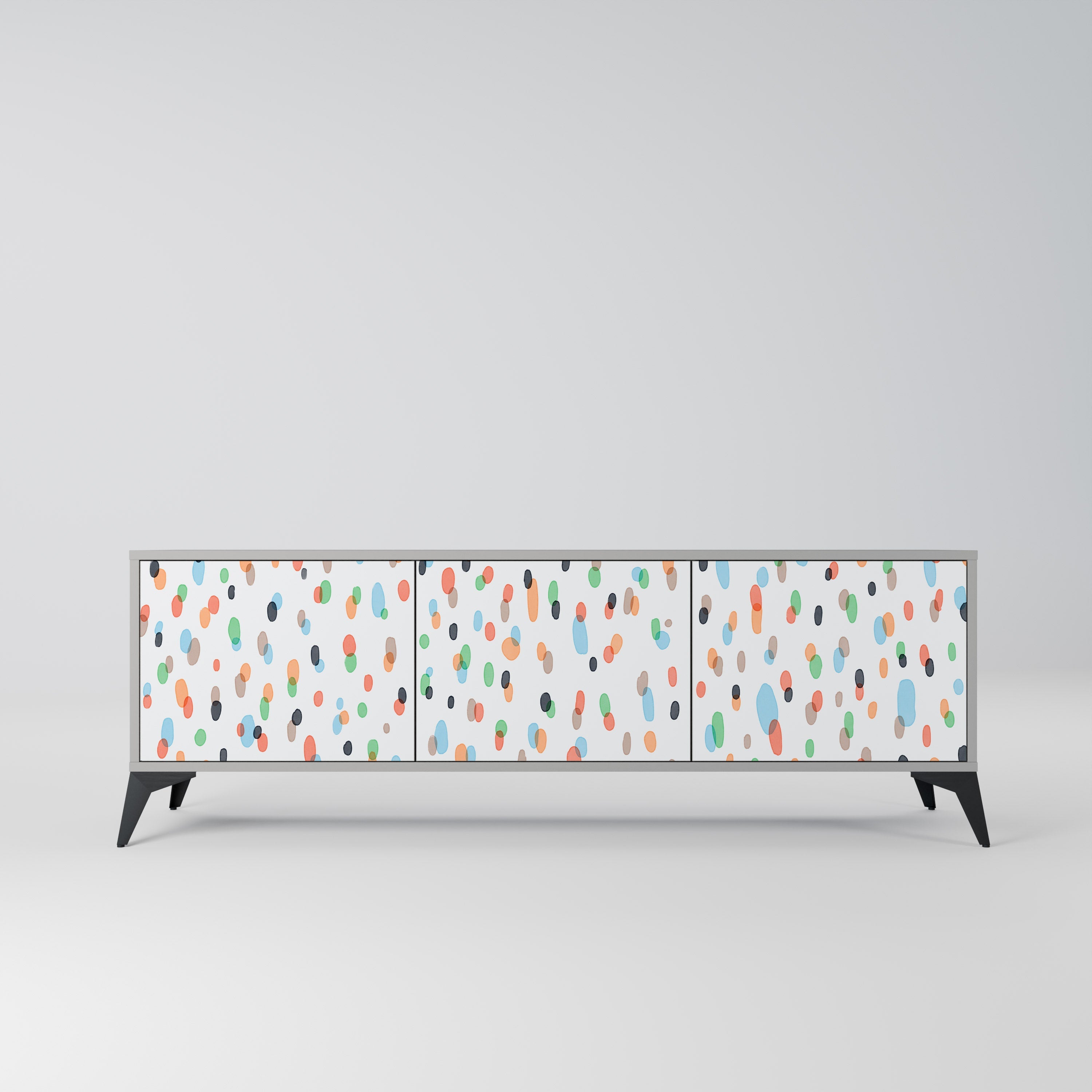 Meuble TV 3 portes ENERGETIC SPOTS, finition grise