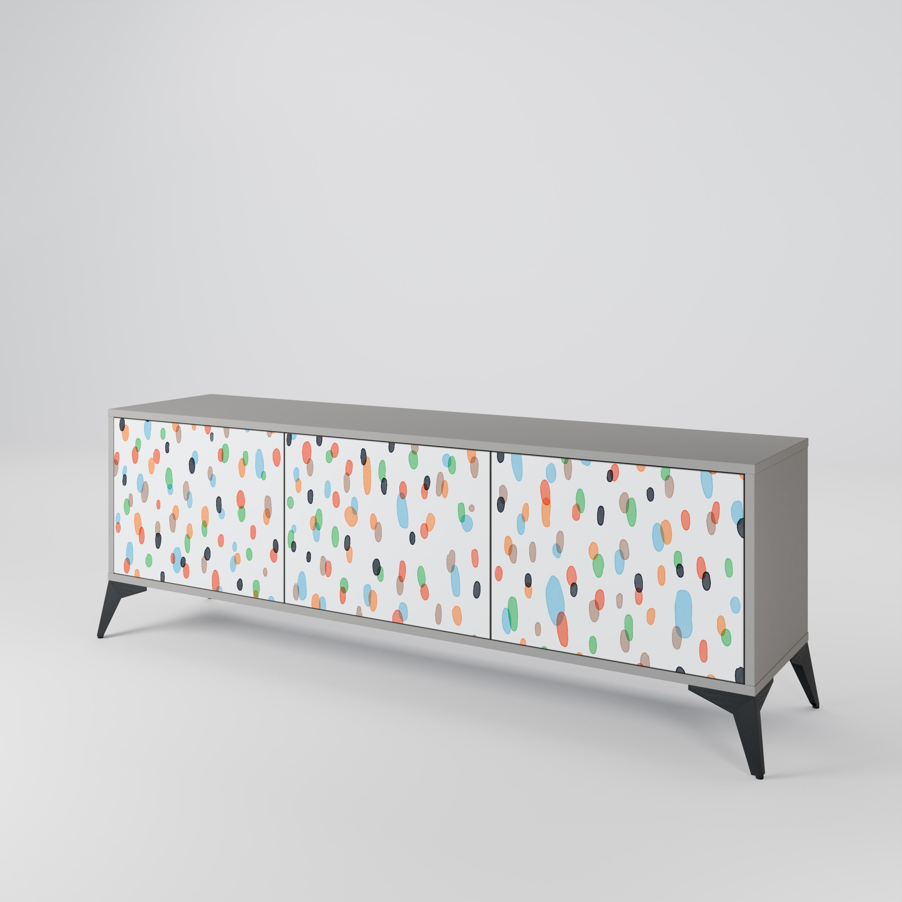 ENERGETIC SPOTS 3-Door TV Stand in Grey Finish