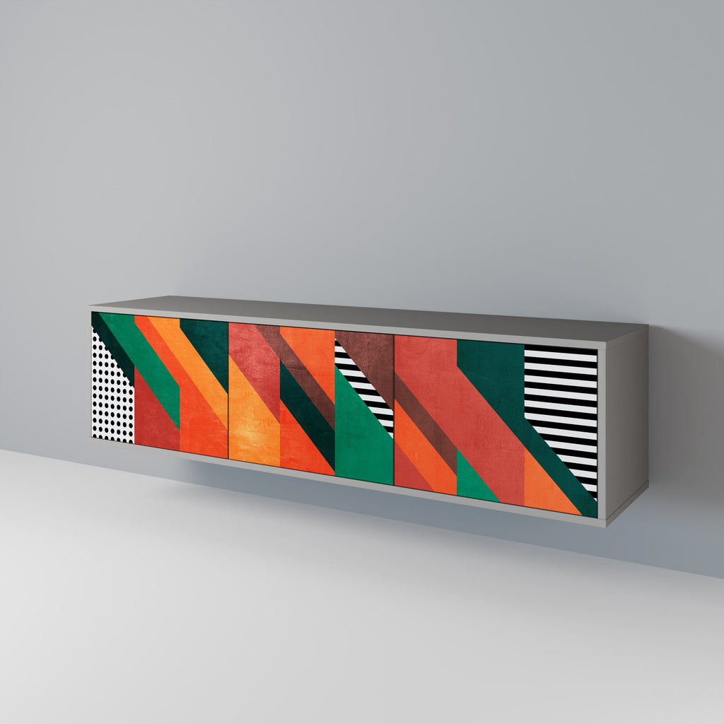 Meuble TV 3 portes MAKESHIFT ARTISTRY en finition grise