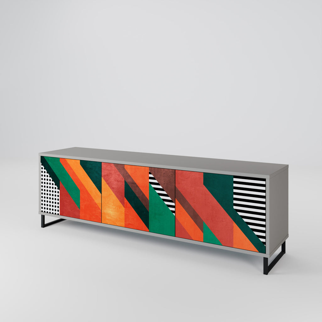 Meuble TV 3 portes MAKESHIFT ARTISTRY en finition grise