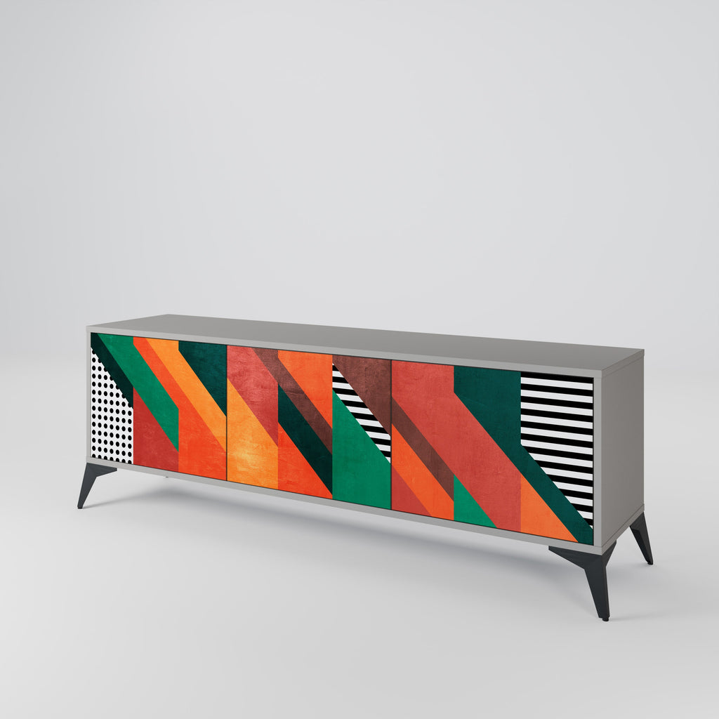 Meuble TV 3 portes MAKESHIFT ARTISTRY en finition grise