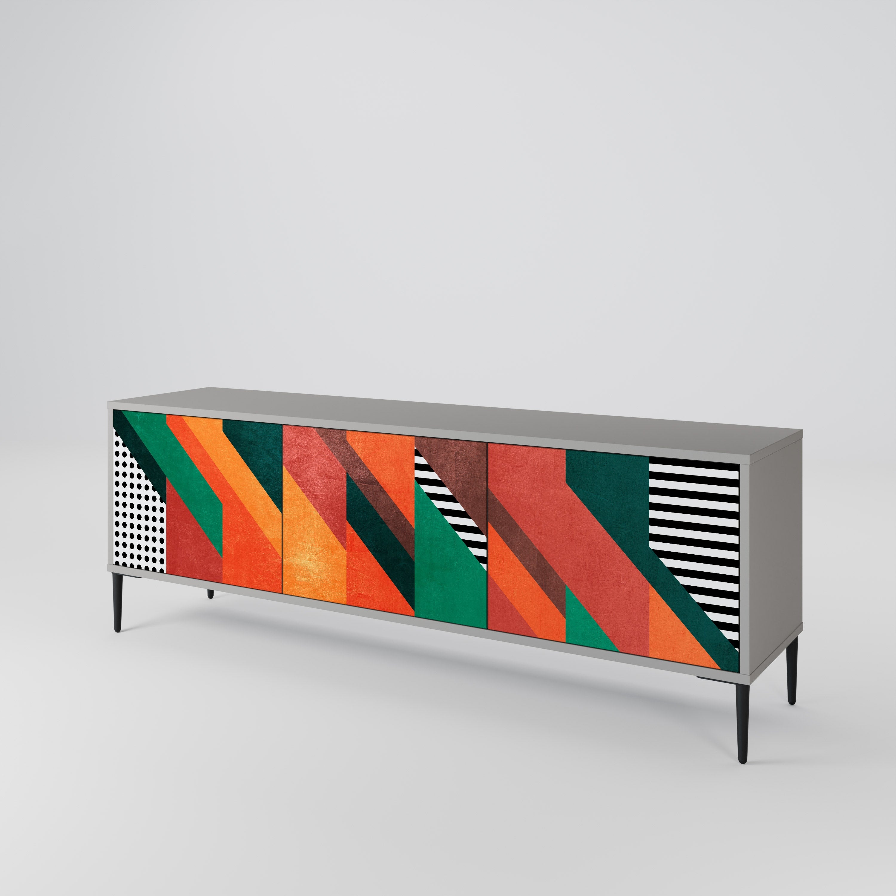 Meuble TV 3 portes MAKESHIFT ARTISTRY en finition grise