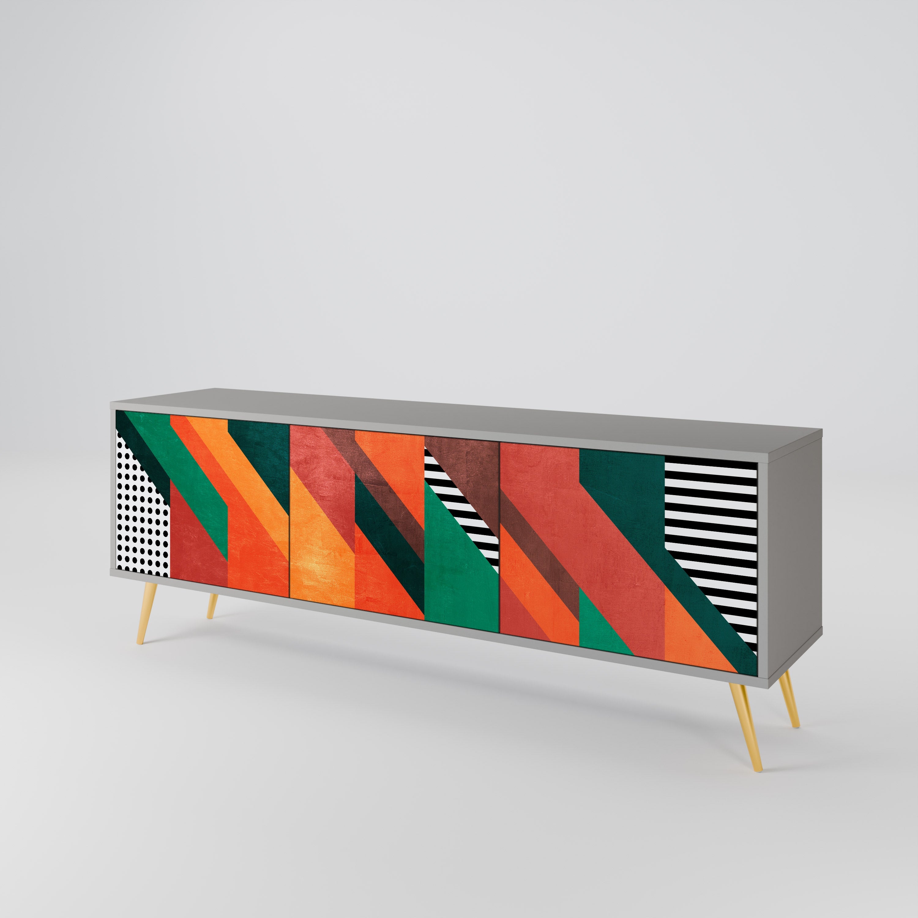 Meuble TV 3 portes MAKESHIFT ARTISTRY en finition grise