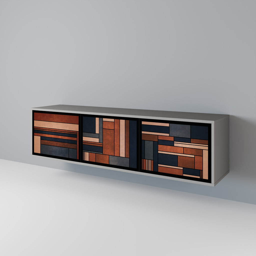 Meuble TV 3 portes INTREPID FORMATION, finition grise