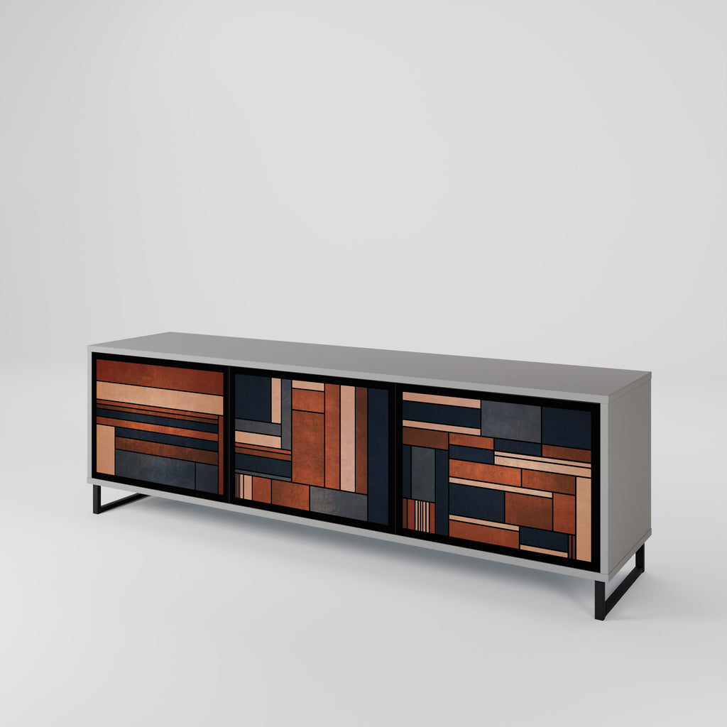 Meuble TV 3 portes INTREPID FORMATION, finition grise