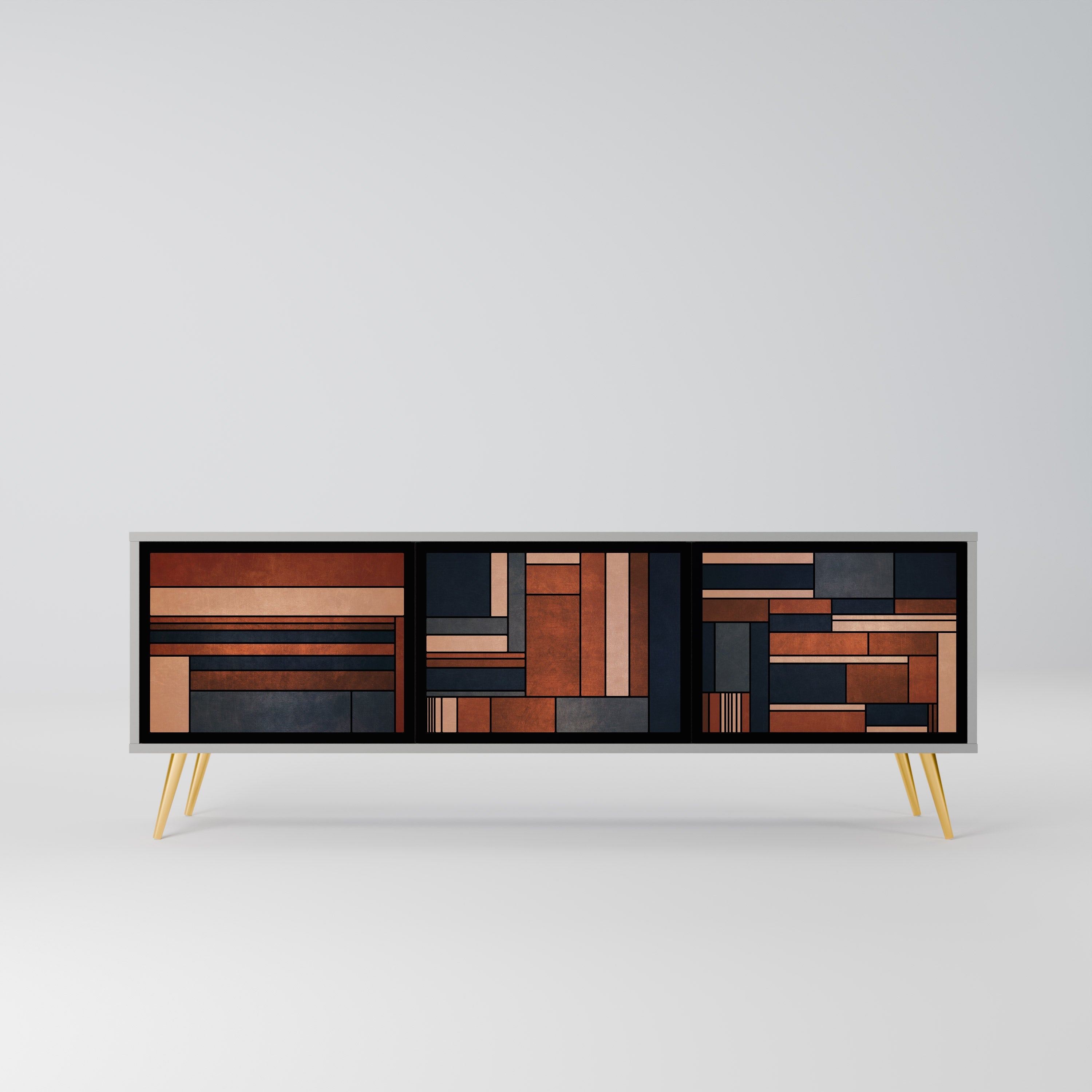 Meuble TV 3 portes INTREPID FORMATION, finition grise