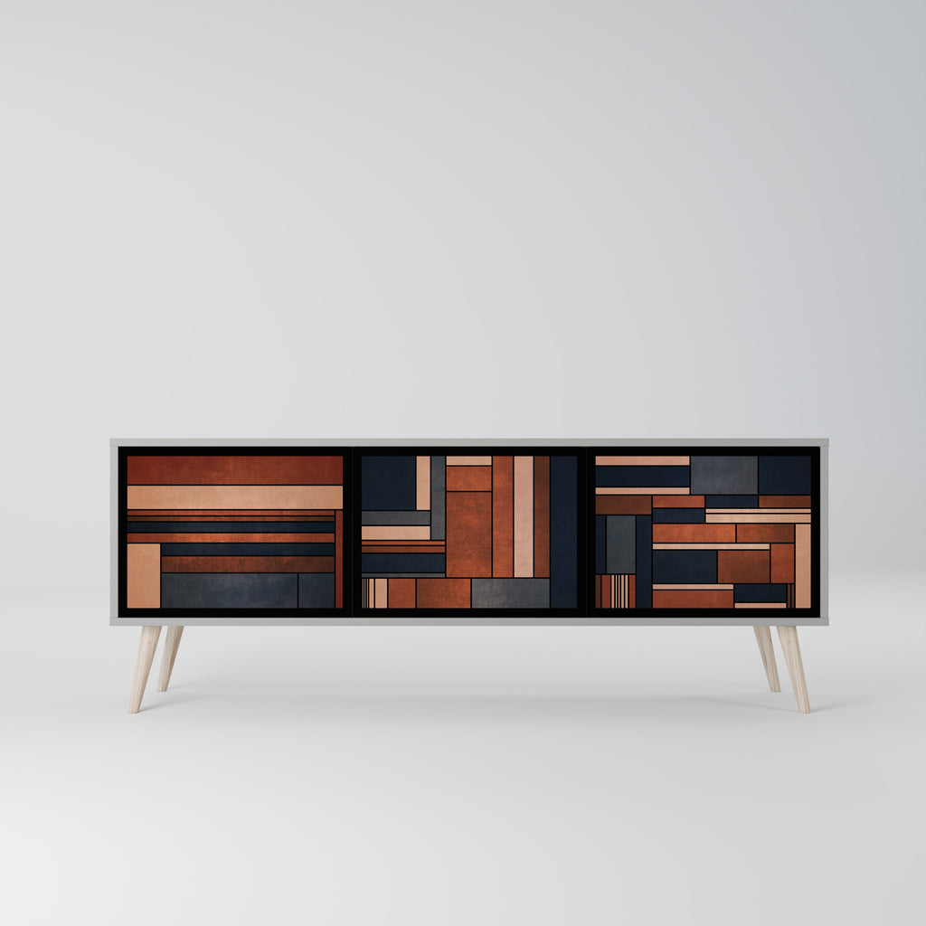 Meuble TV 3 portes INTREPID FORMATION, finition grise