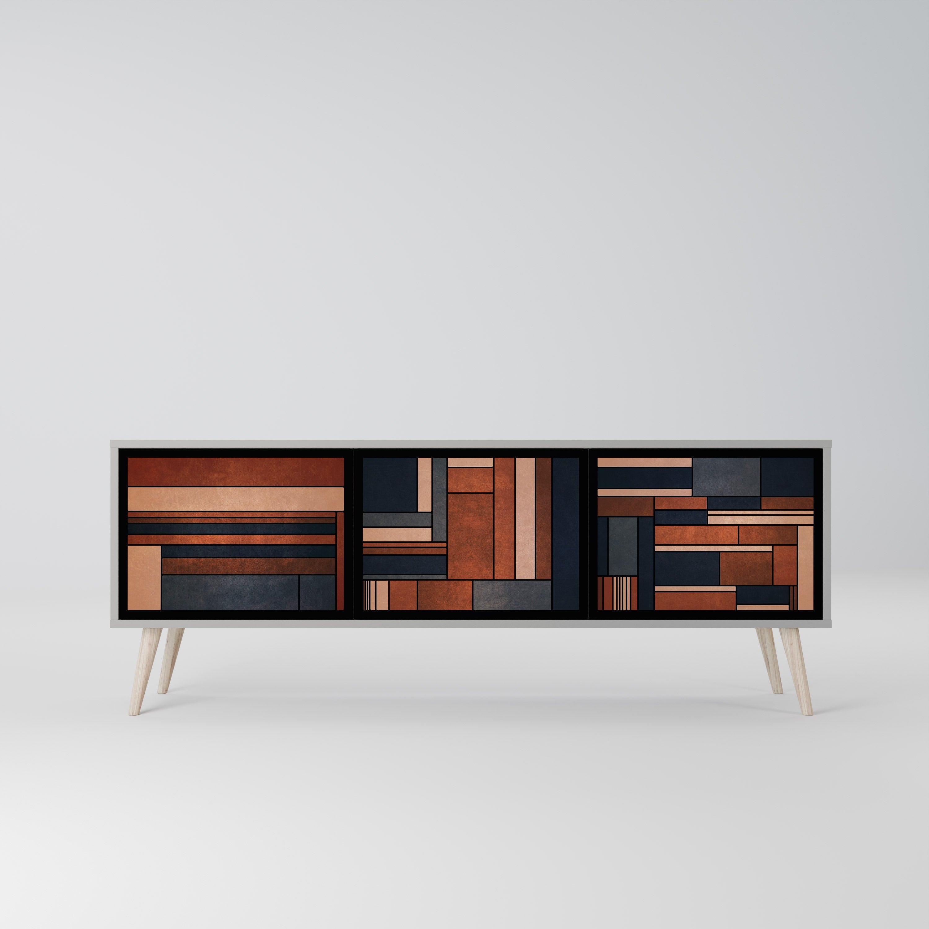 Meuble TV 3 portes INTREPID FORMATION, finition grise