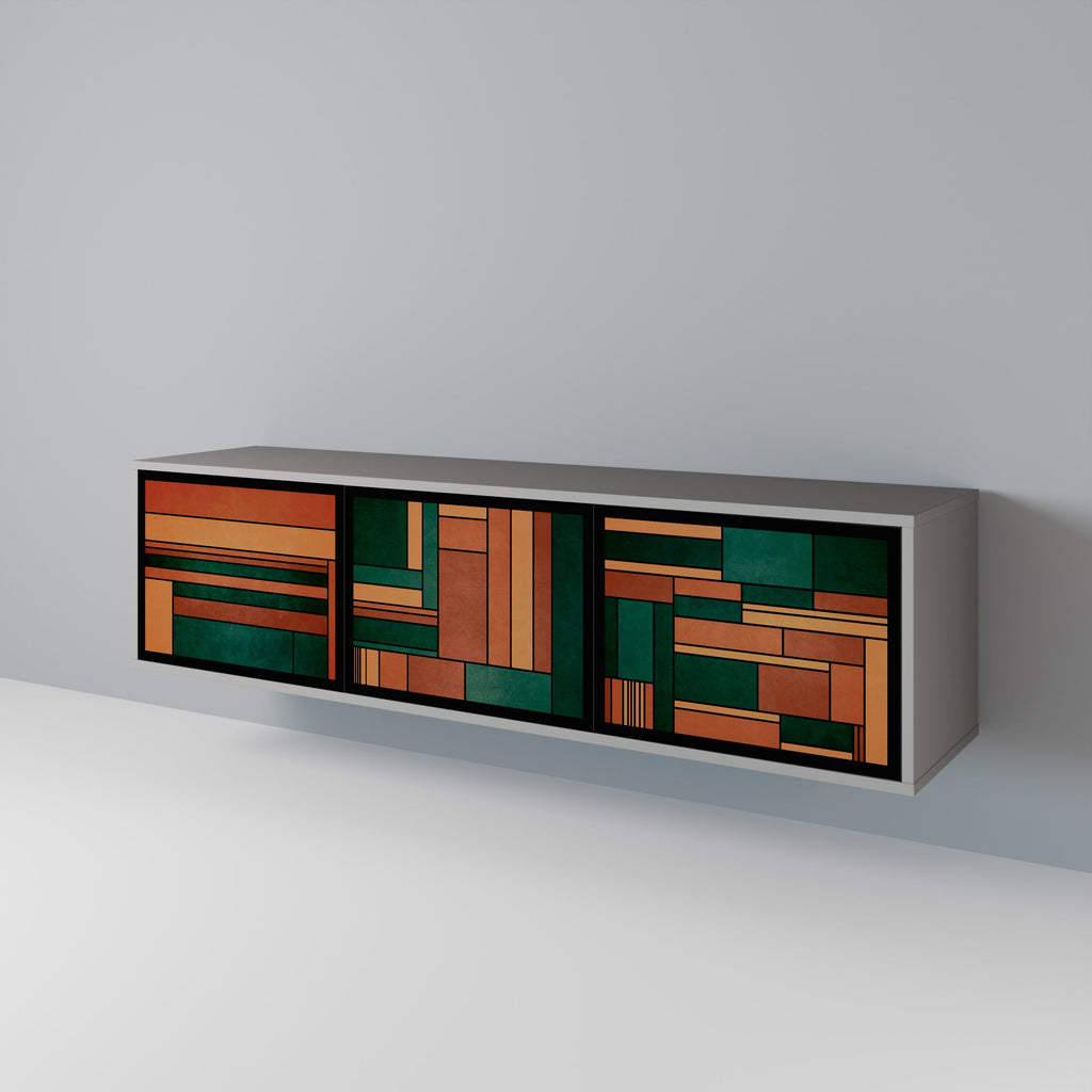 Meuble TV 3 portes EARTHY FIGURES en finition grise