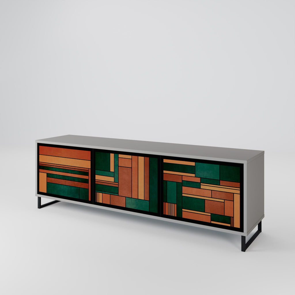 Meuble TV 3 portes EARTHY FIGURES en finition grise