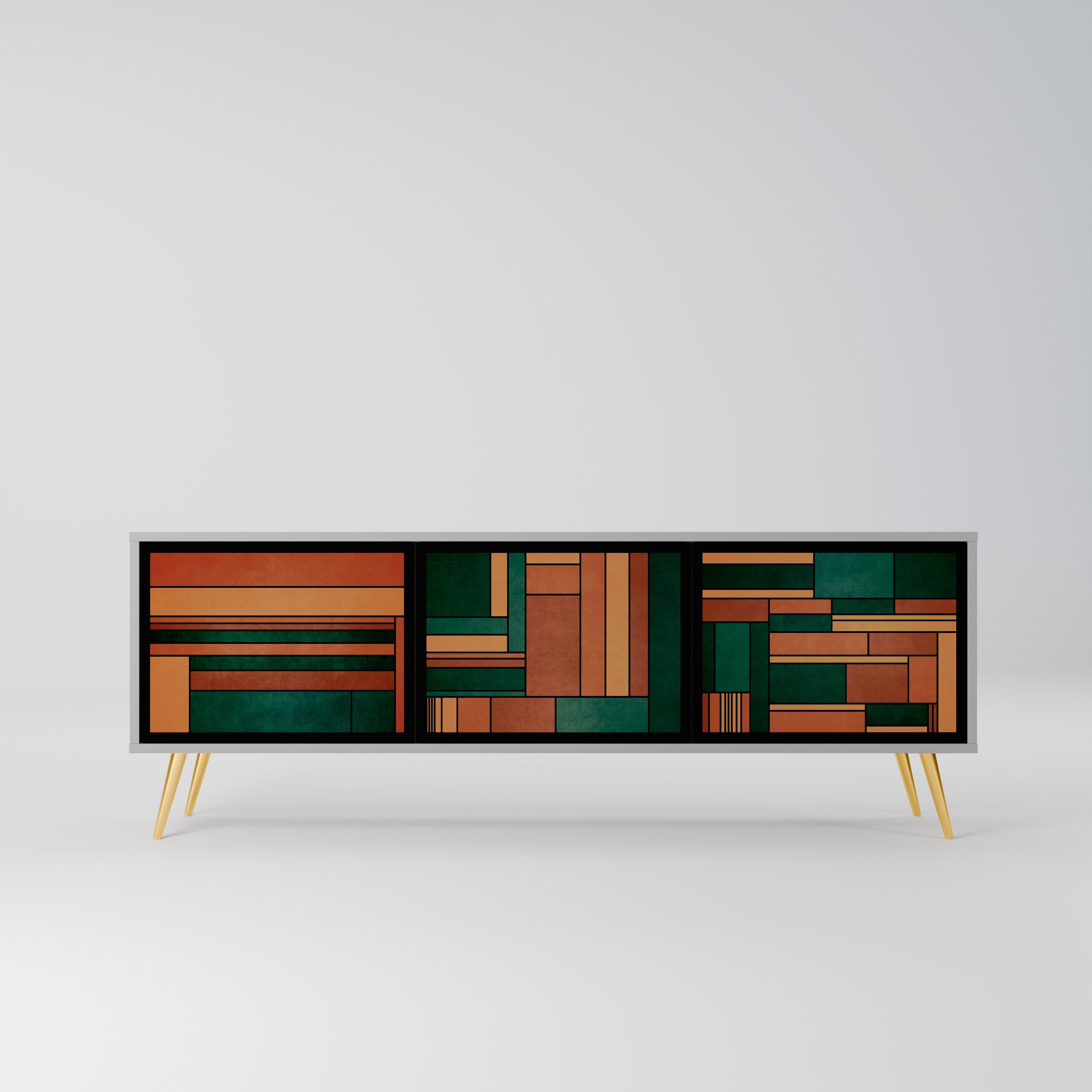 Meuble TV 3 portes EARTHY FIGURES en finition grise