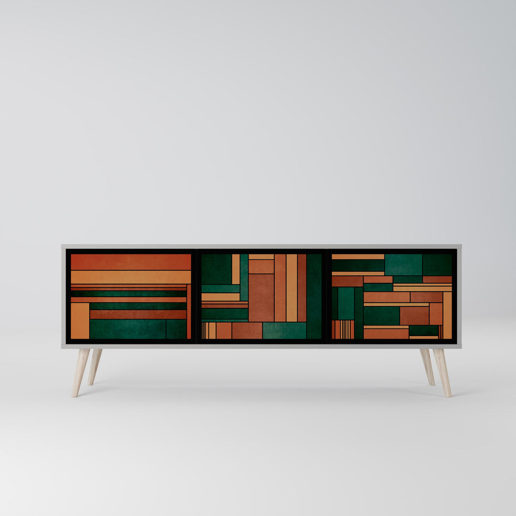 Meuble TV 3 portes EARTHY FIGURES en finition grise