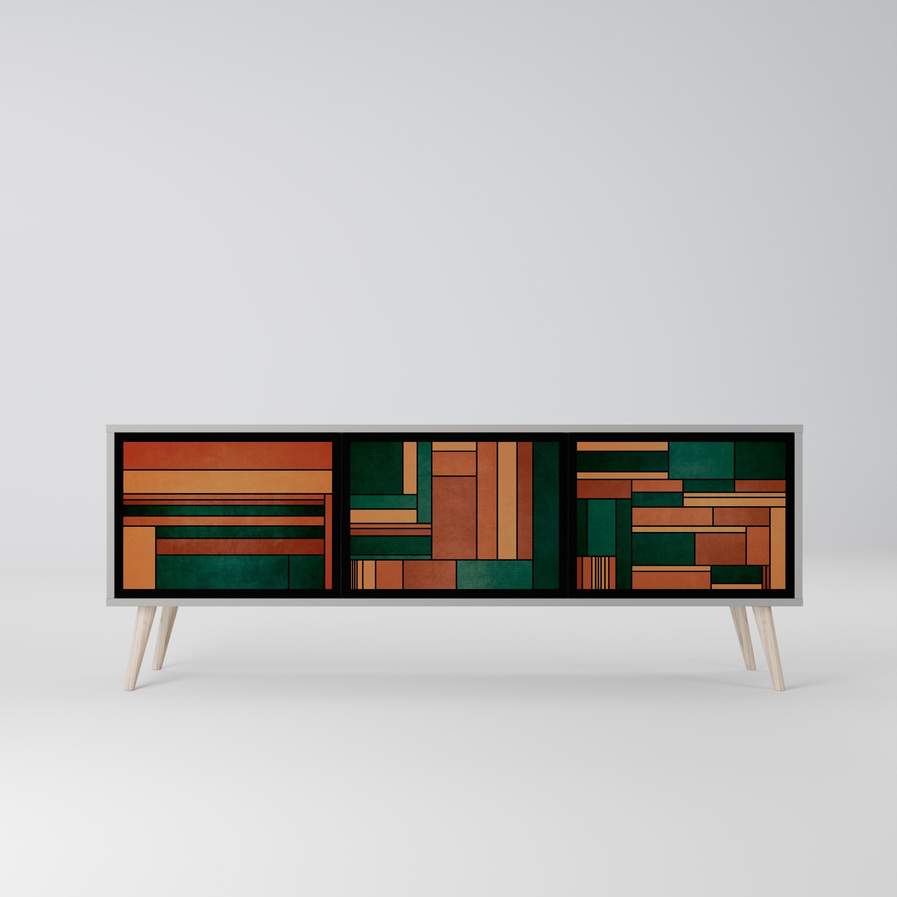 Meuble TV 3 portes EARTHY FIGURES en finition grise