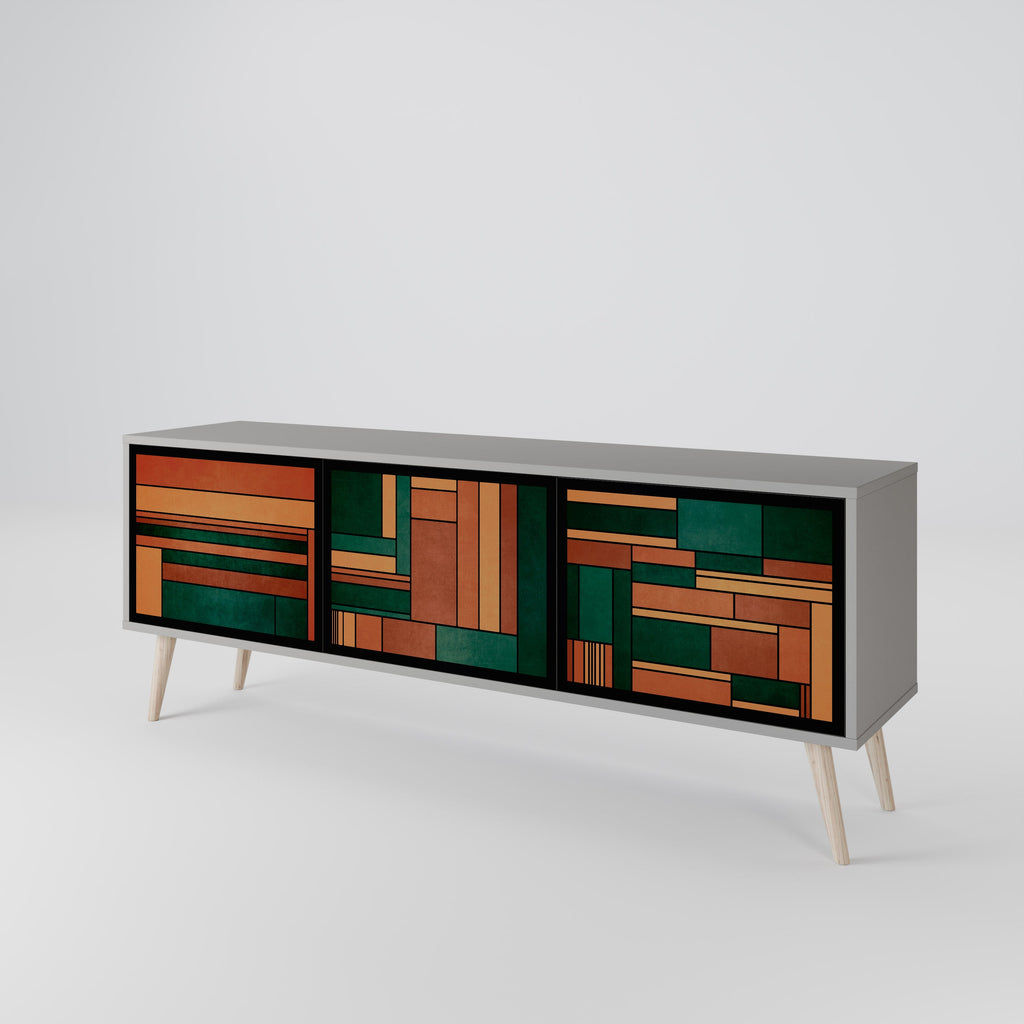 Meuble TV 3 portes EARTHY FIGURES en finition grise