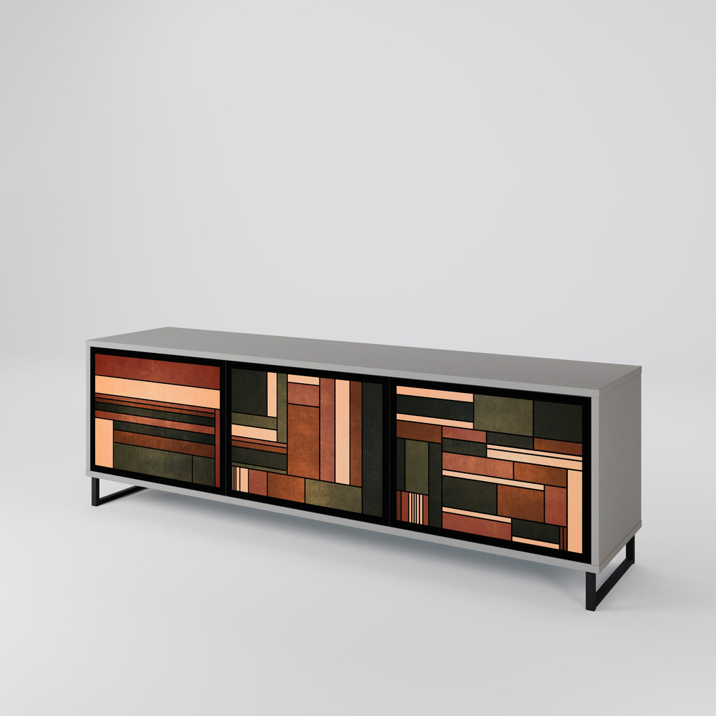 Meuble TV 3 portes FIGURES OF NATURE finition grise