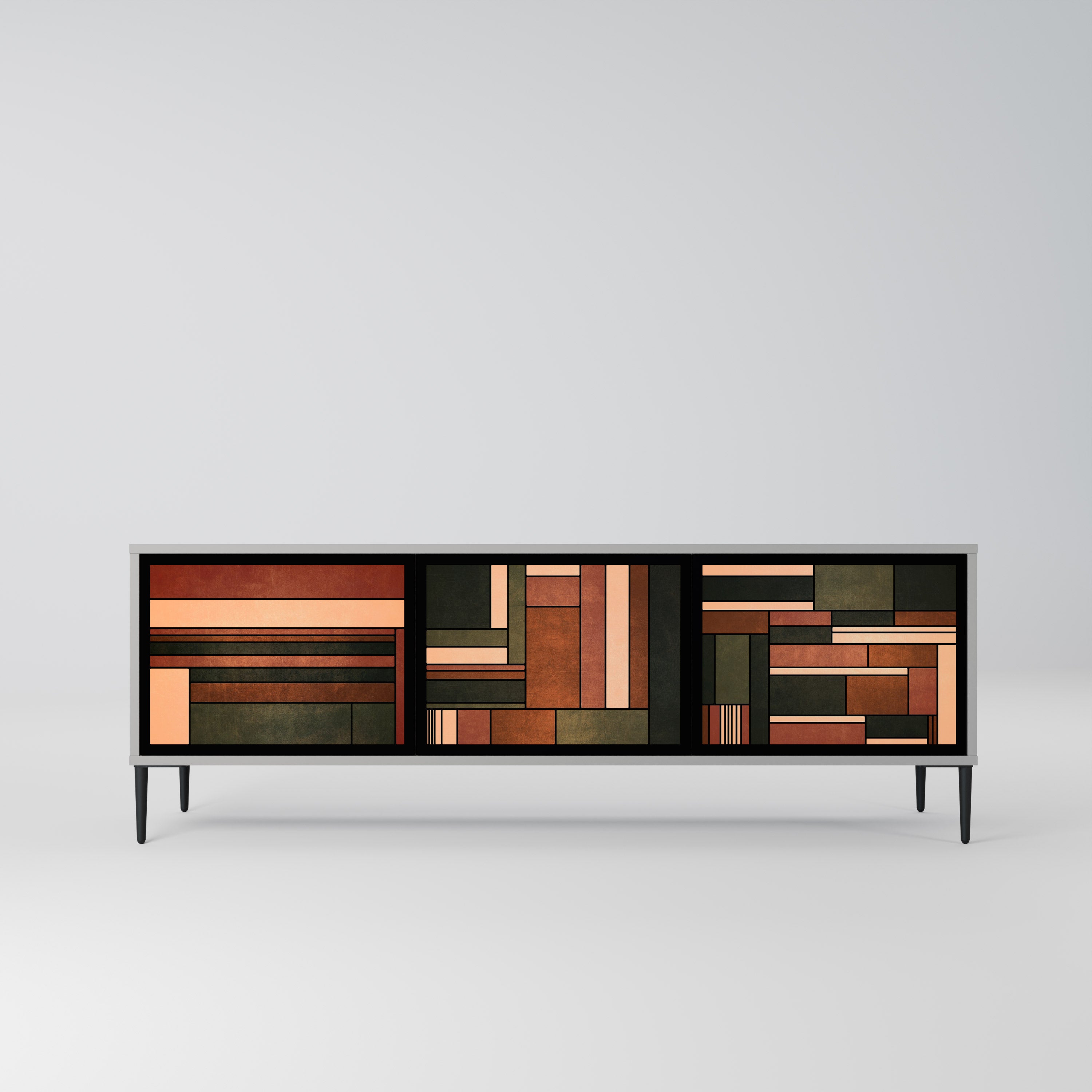 Meuble TV 3 portes FIGURES OF NATURE finition grise