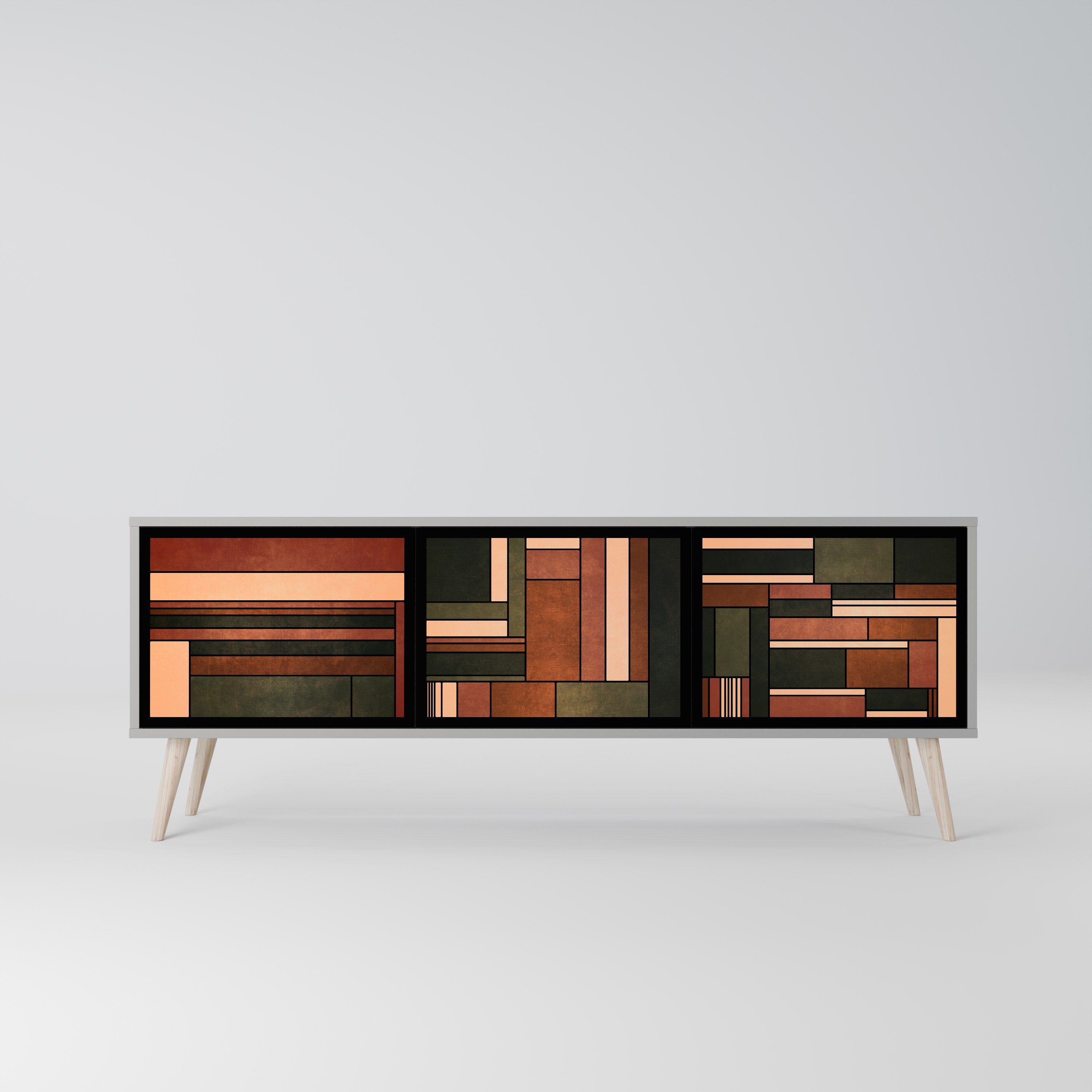 Meuble TV 3 portes FIGURES OF NATURE finition grise