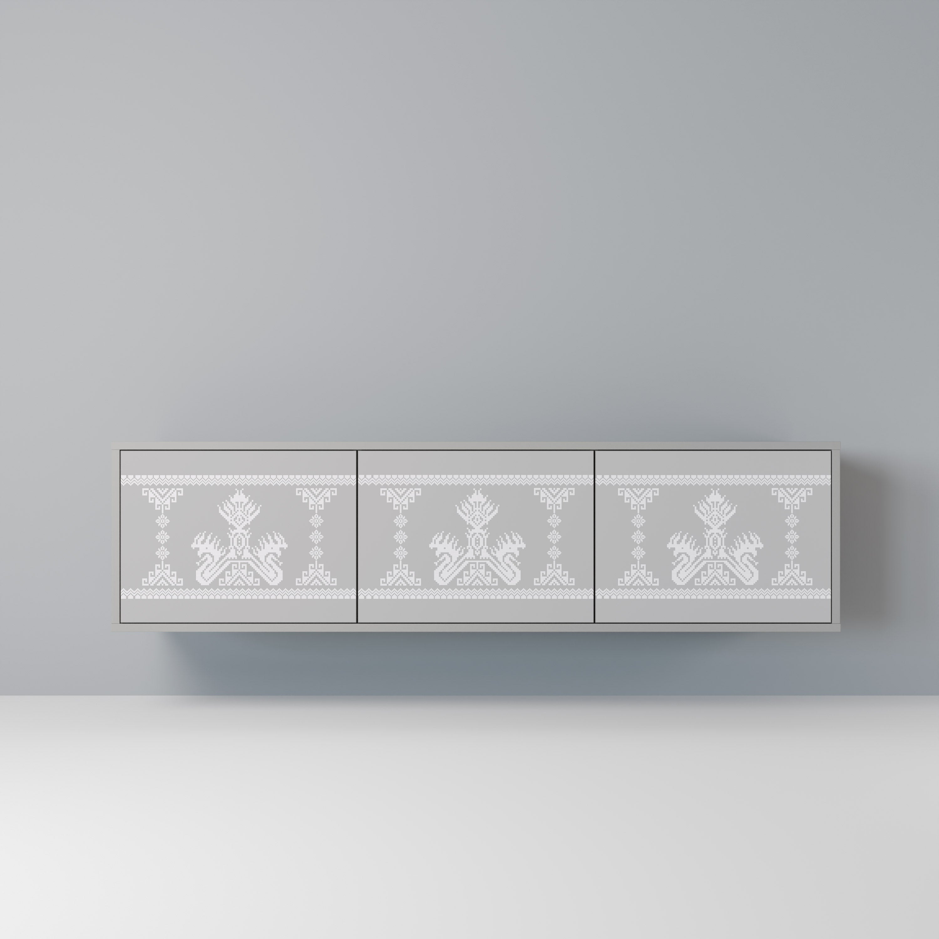 Meuble TV 3 portes THAI GRAY finition grise