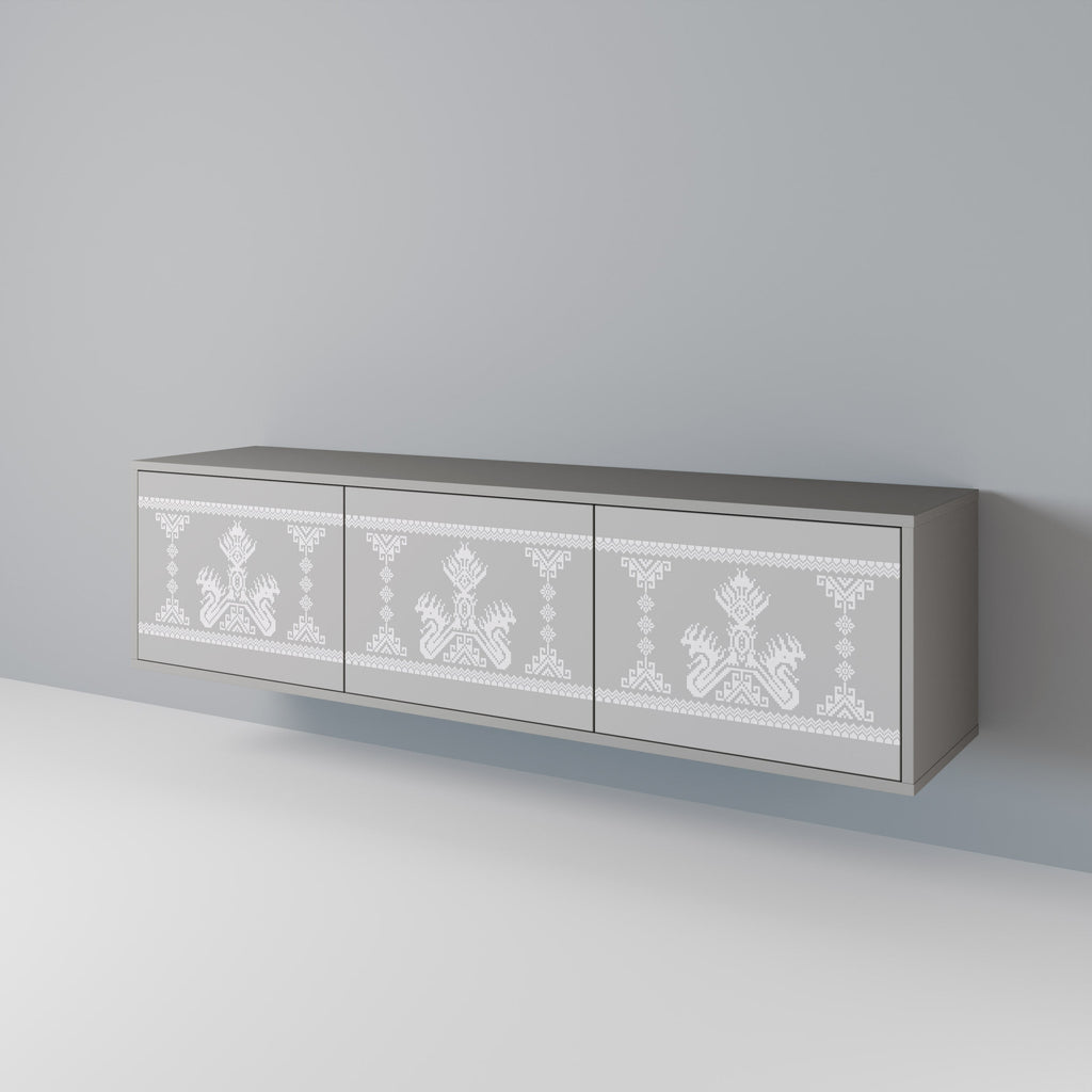 Meuble TV 3 portes THAI GRAY finition grise