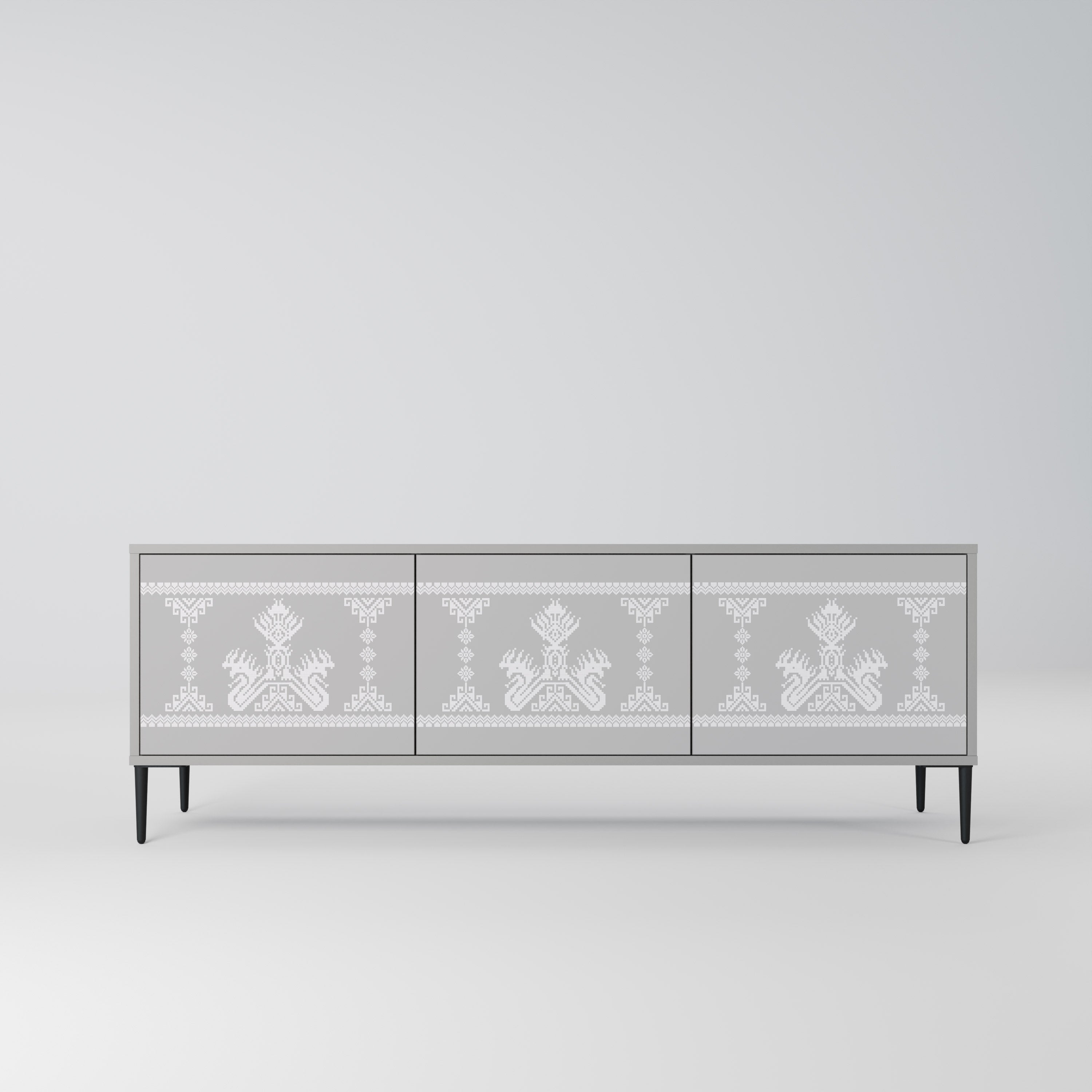 Meuble TV 3 portes THAI GRAY finition grise