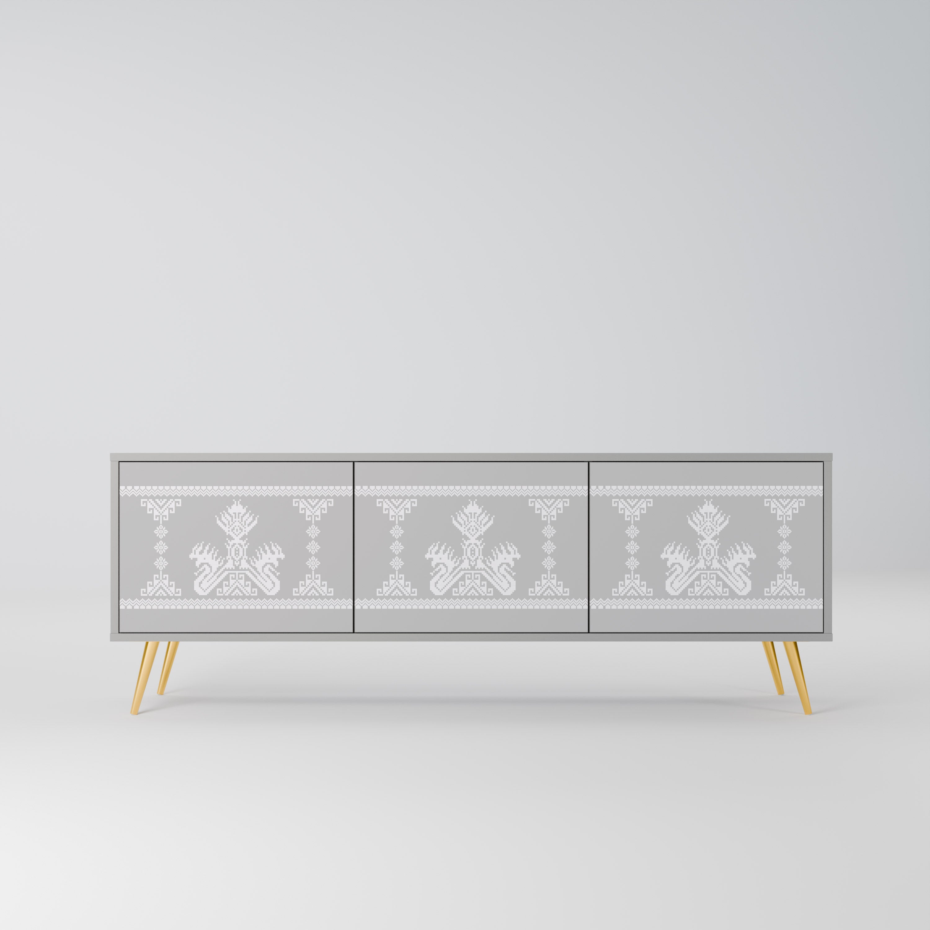 Meuble TV 3 portes THAI GRAY finition grise