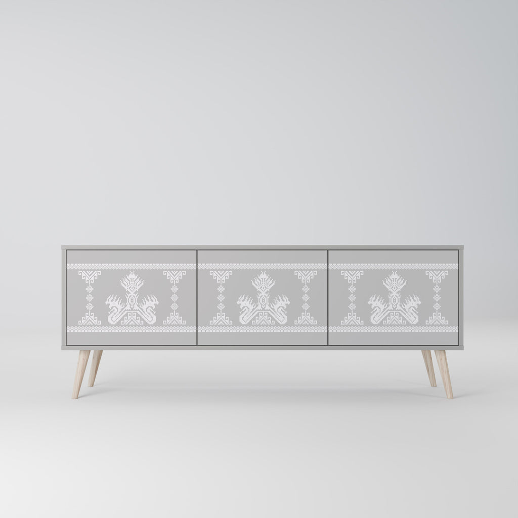 Meuble TV 3 portes THAI GRAY finition grise