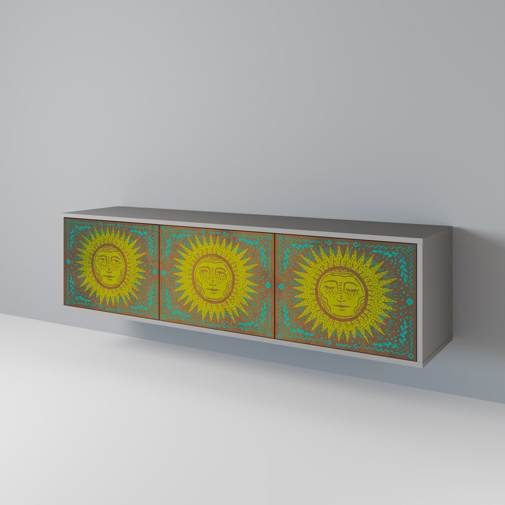 Meuble TV 3 portes SUNSHINE EULOGY, finition grise