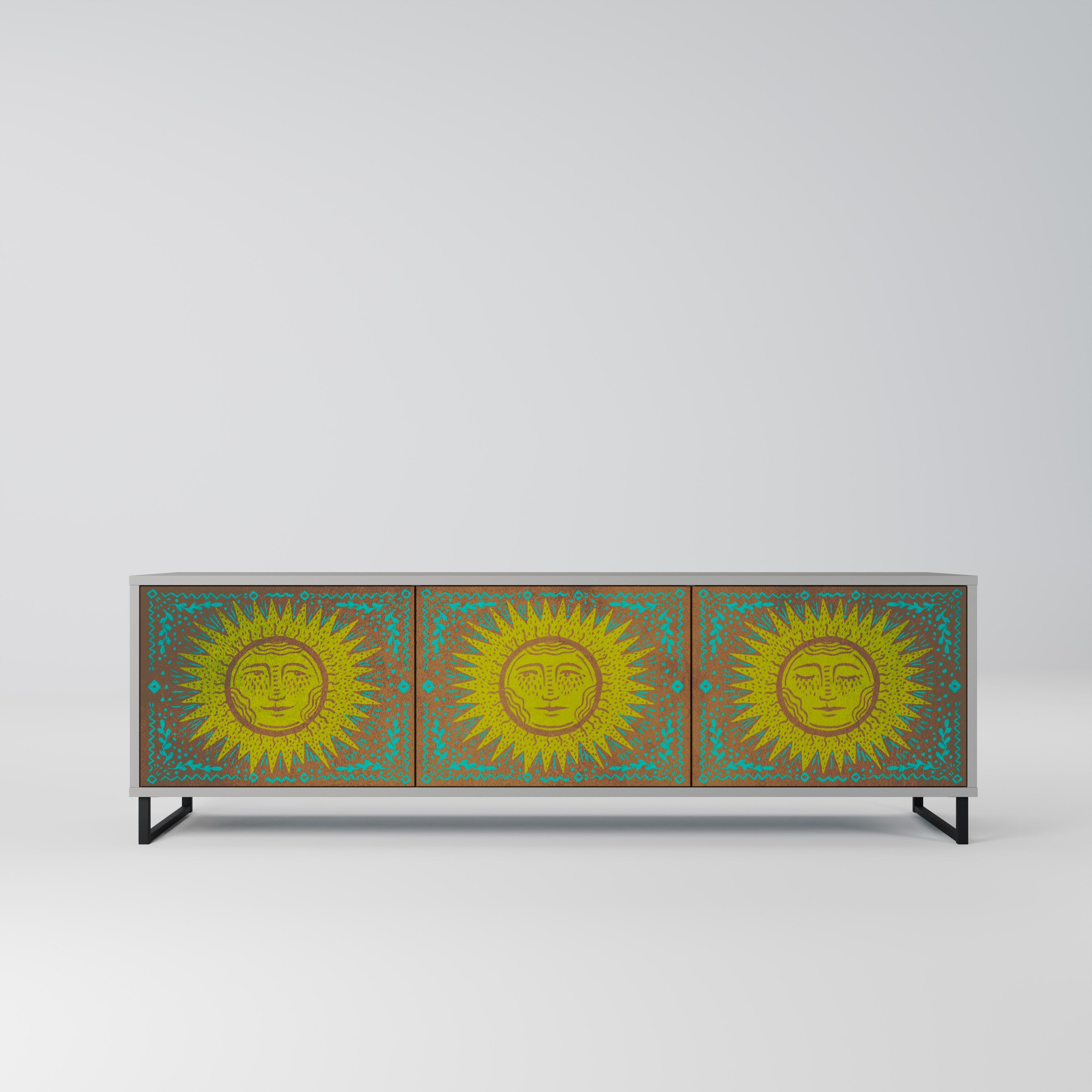 Meuble TV 3 portes SUNSHINE EULOGY, finition grise