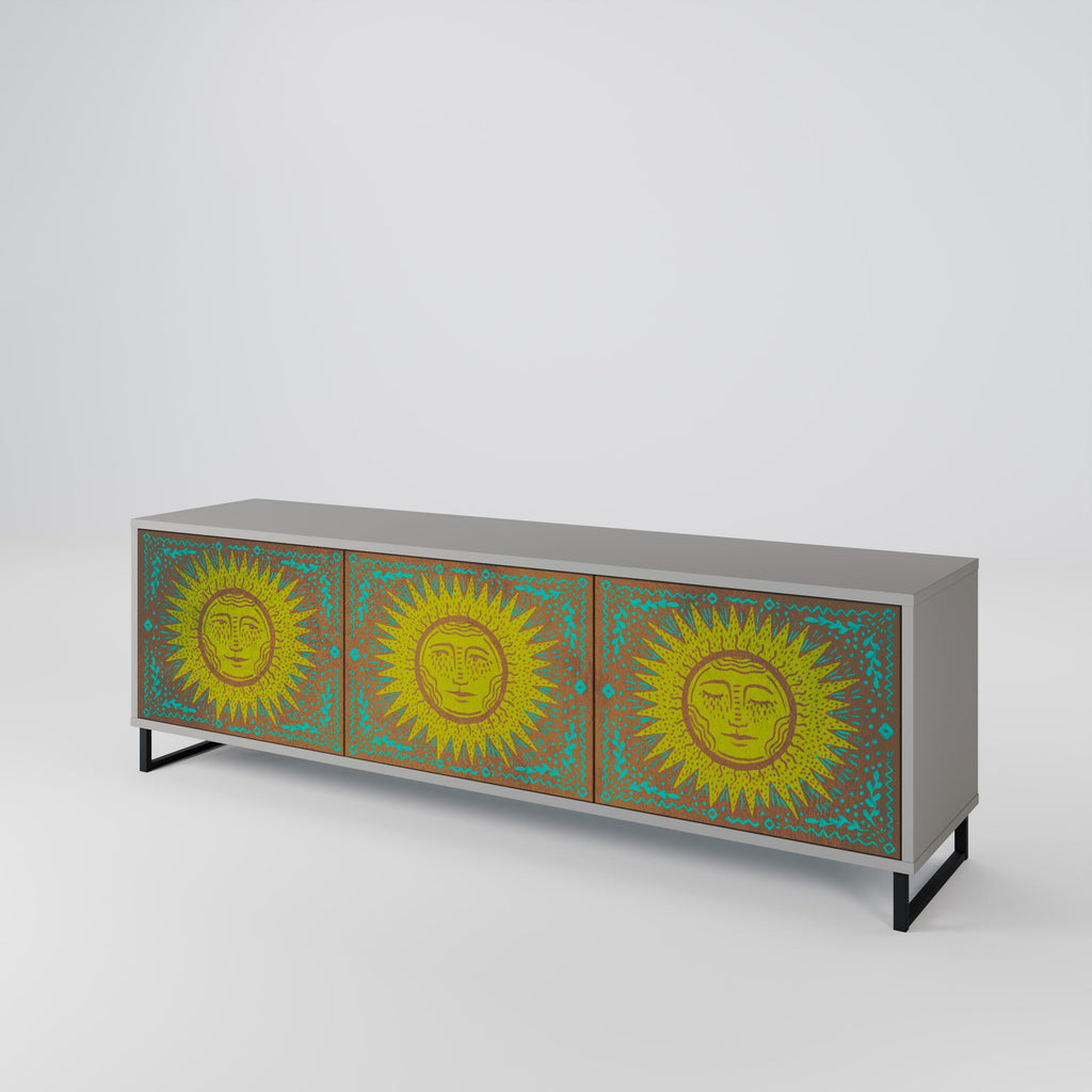 Meuble TV 3 portes SUNSHINE EULOGY, finition grise