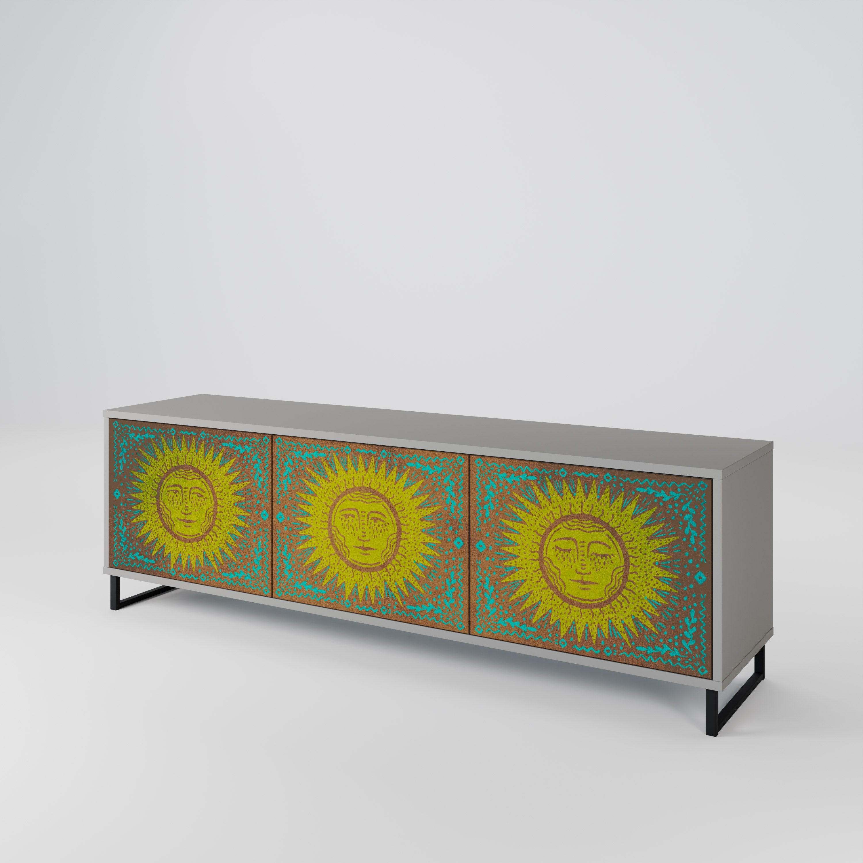 Meuble TV 3 portes SUNSHINE EULOGY, finition grise