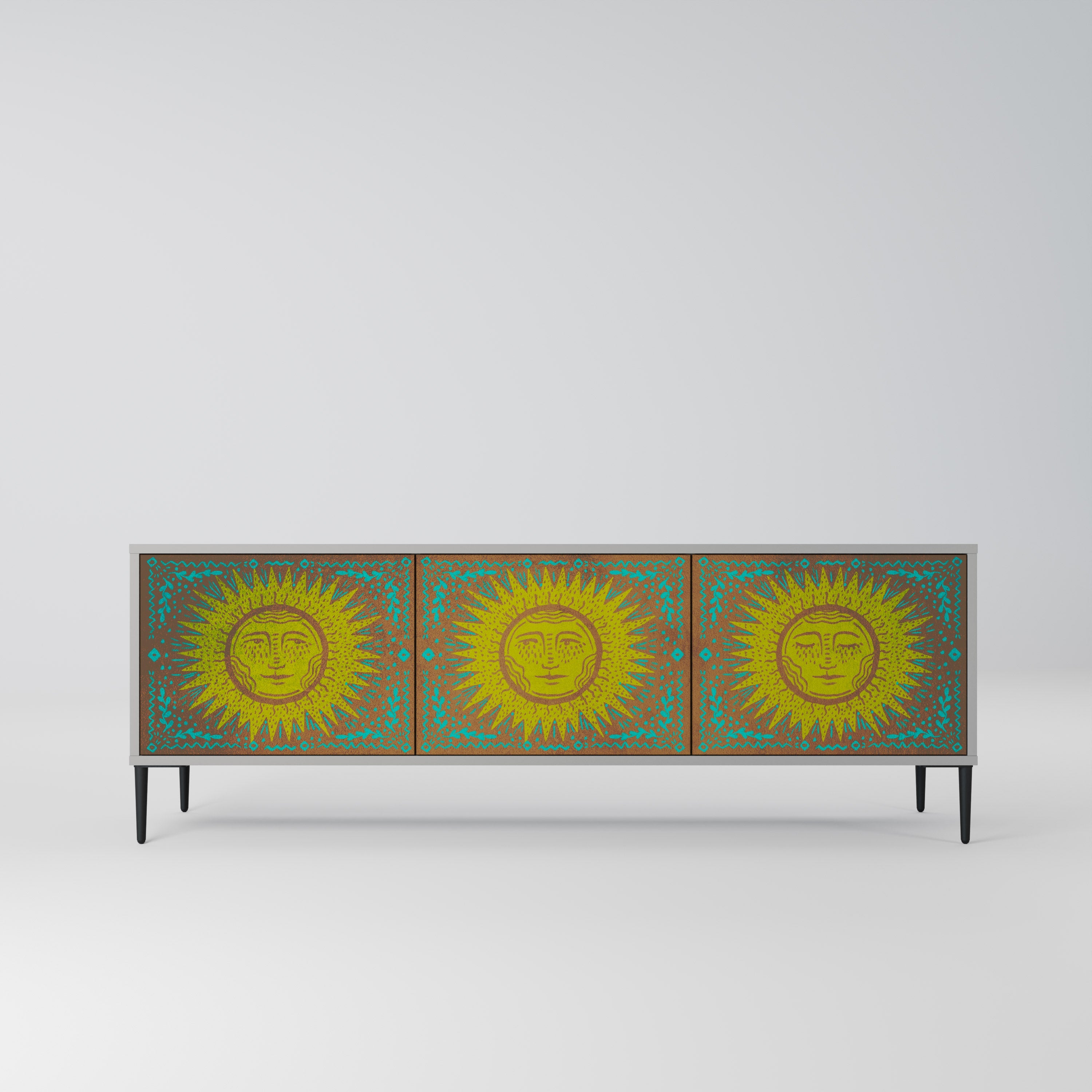 Meuble TV 3 portes SUNSHINE EULOGY, finition grise